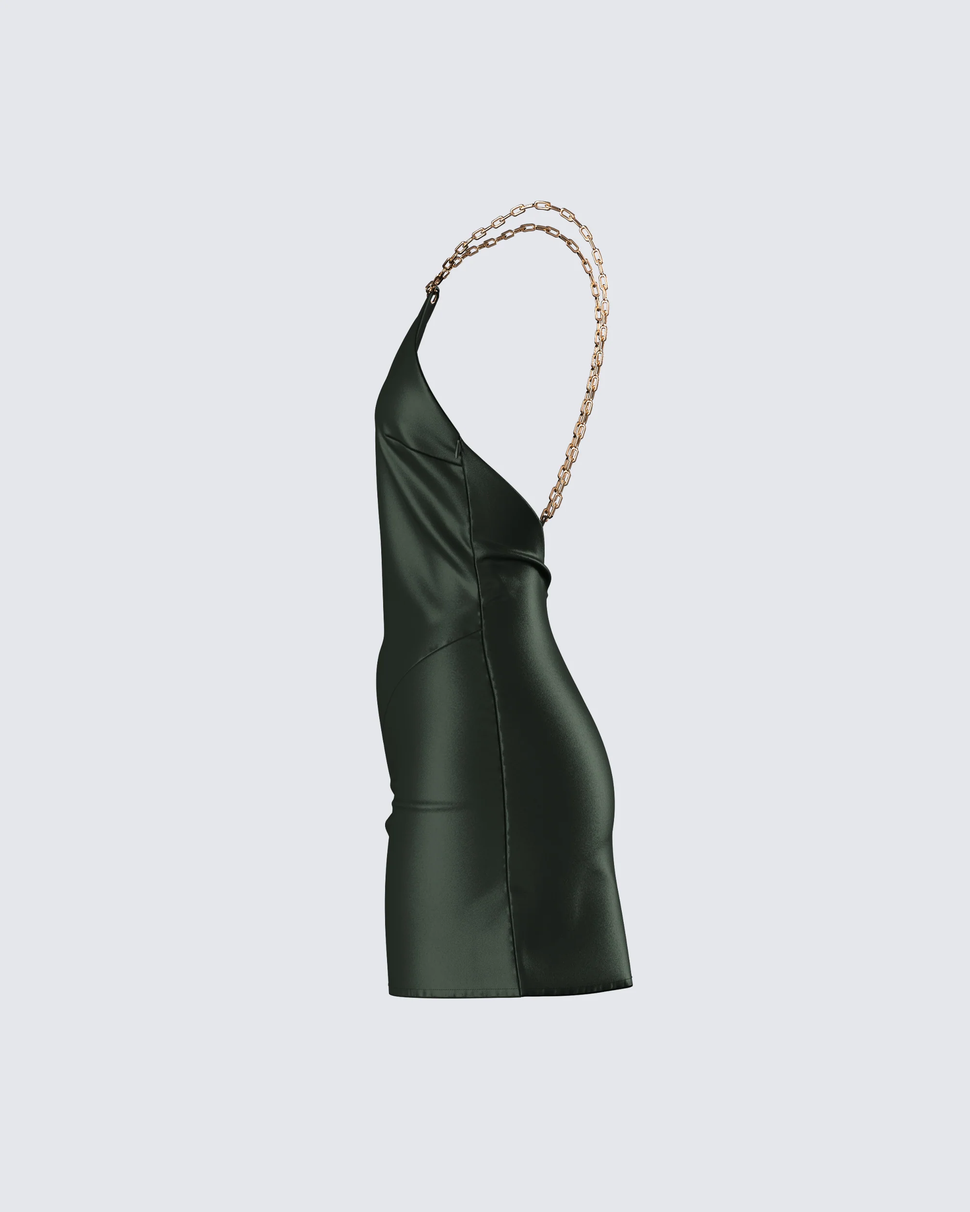 Bindi Olive Green Satin Mini Dress - Image 2