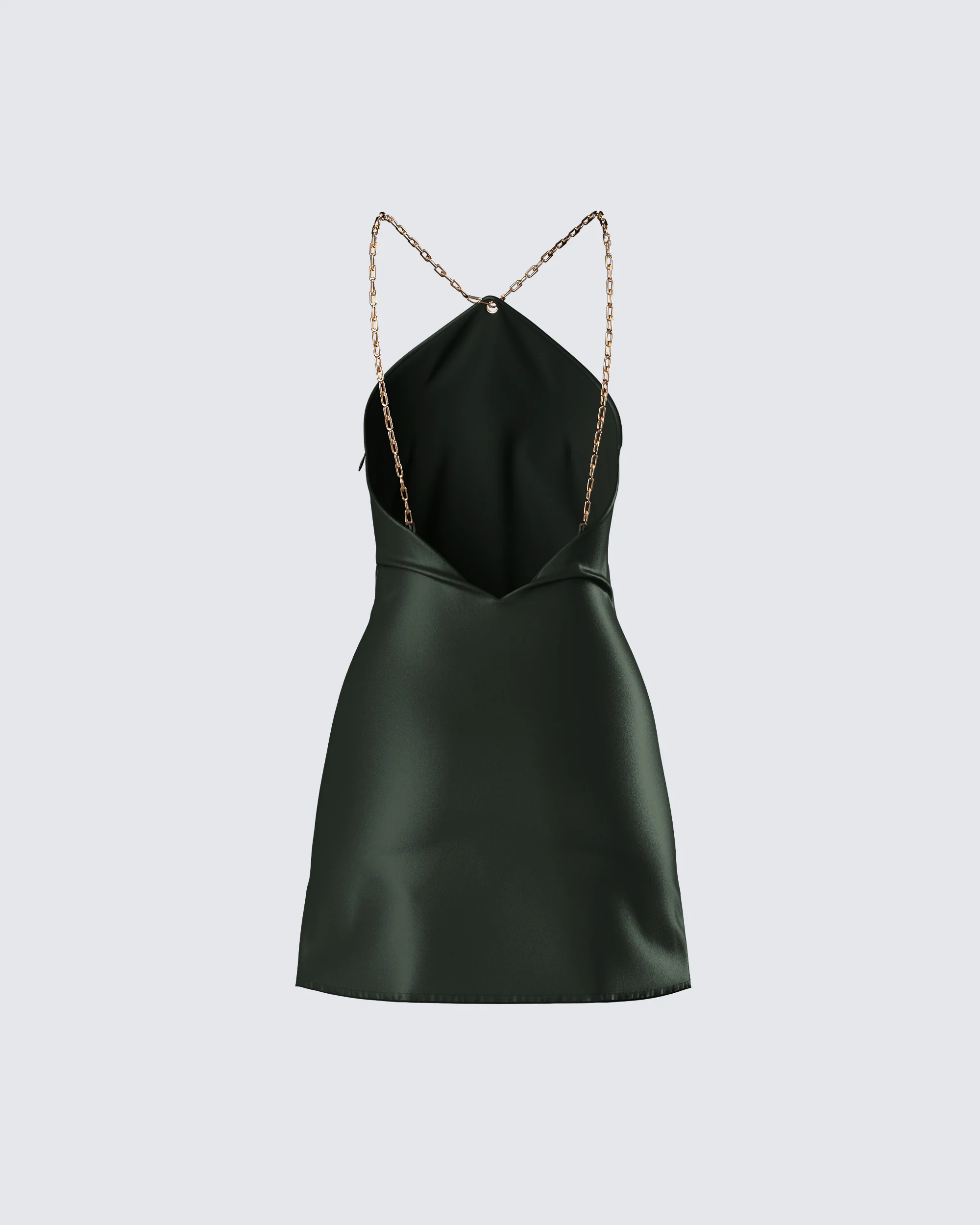 Bindi Olive Green Satin Mini Dress - Image 3