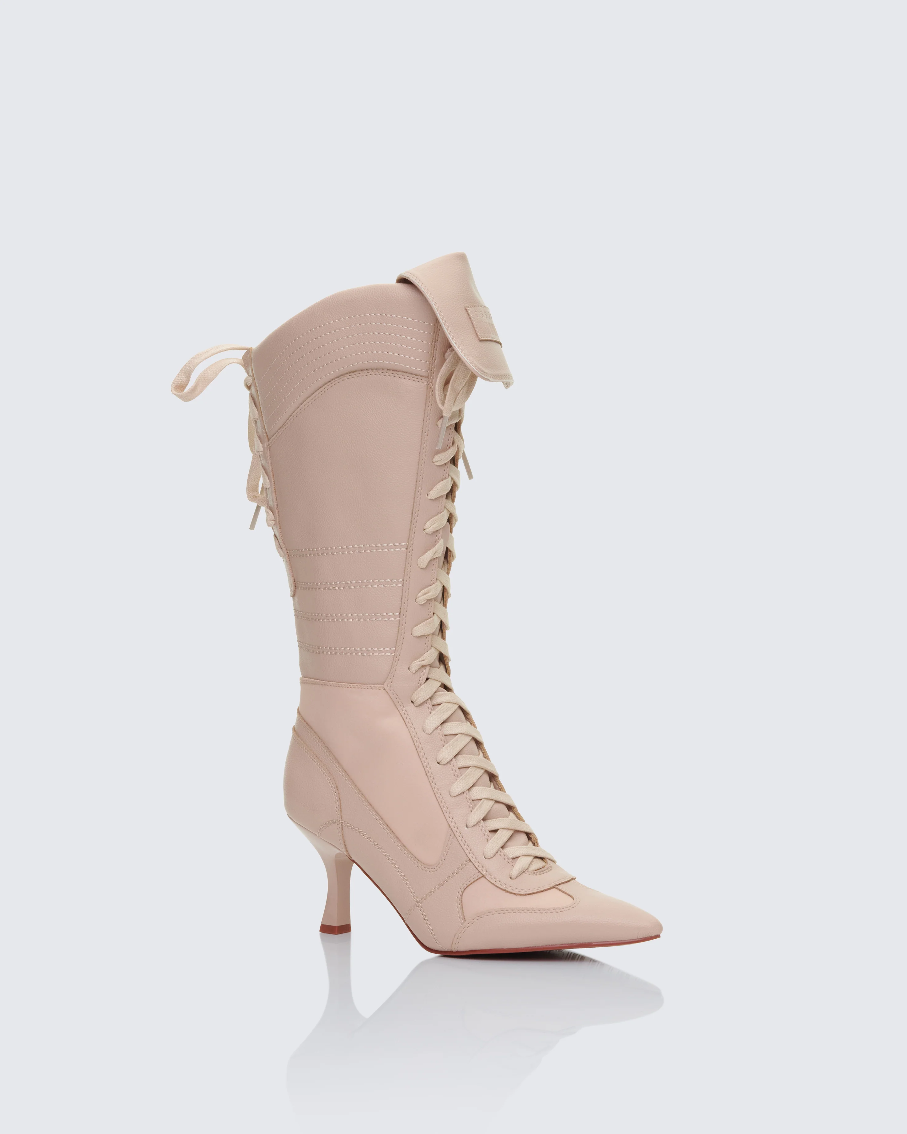 Blaze Blush Knee High Pointed Boxing Heeled Boot - Image 2