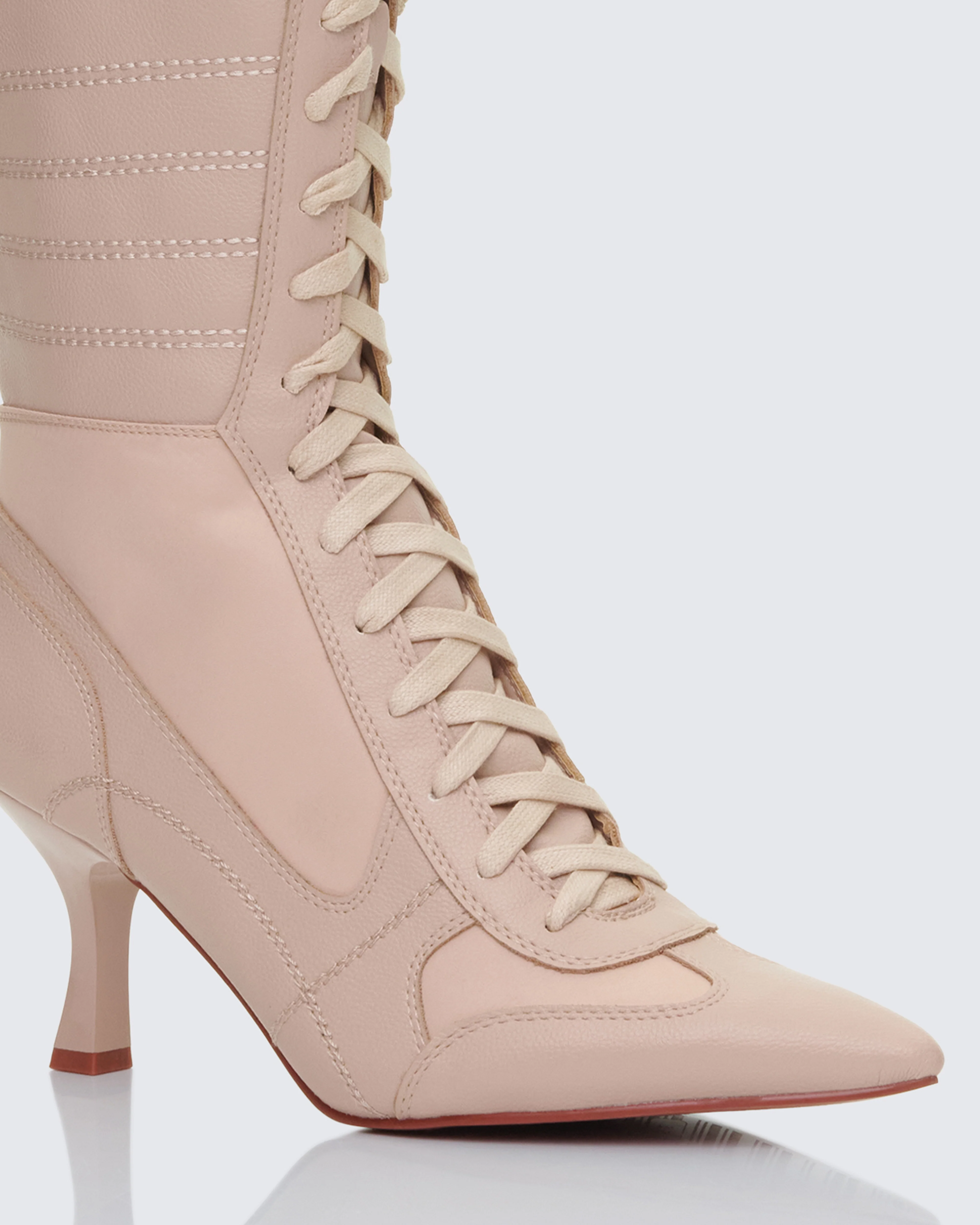 Blaze Blush Knee High Pointed Boxing Heeled Boot - Image 4