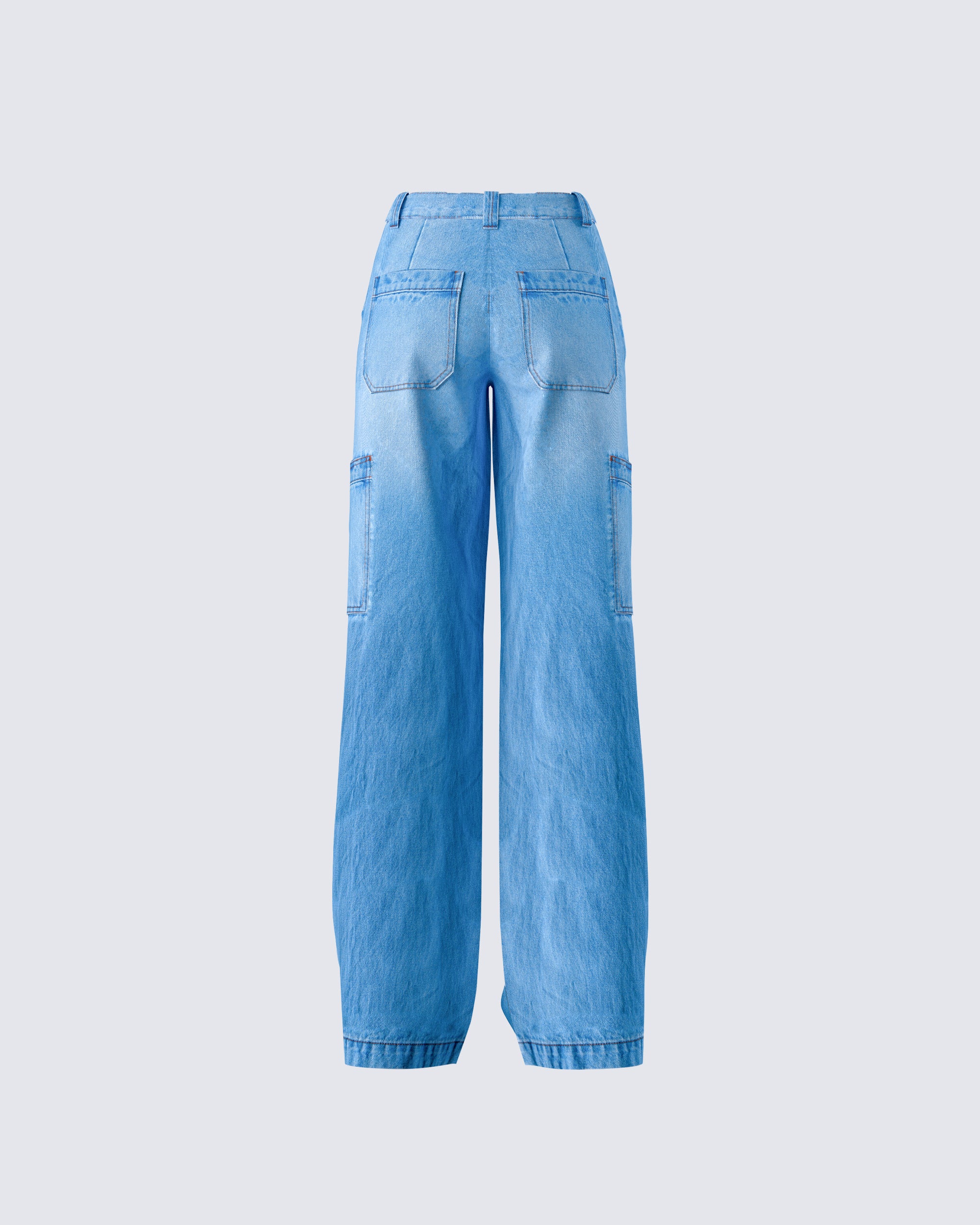 Blossom Blue Cargo Denim Pant - Image 3