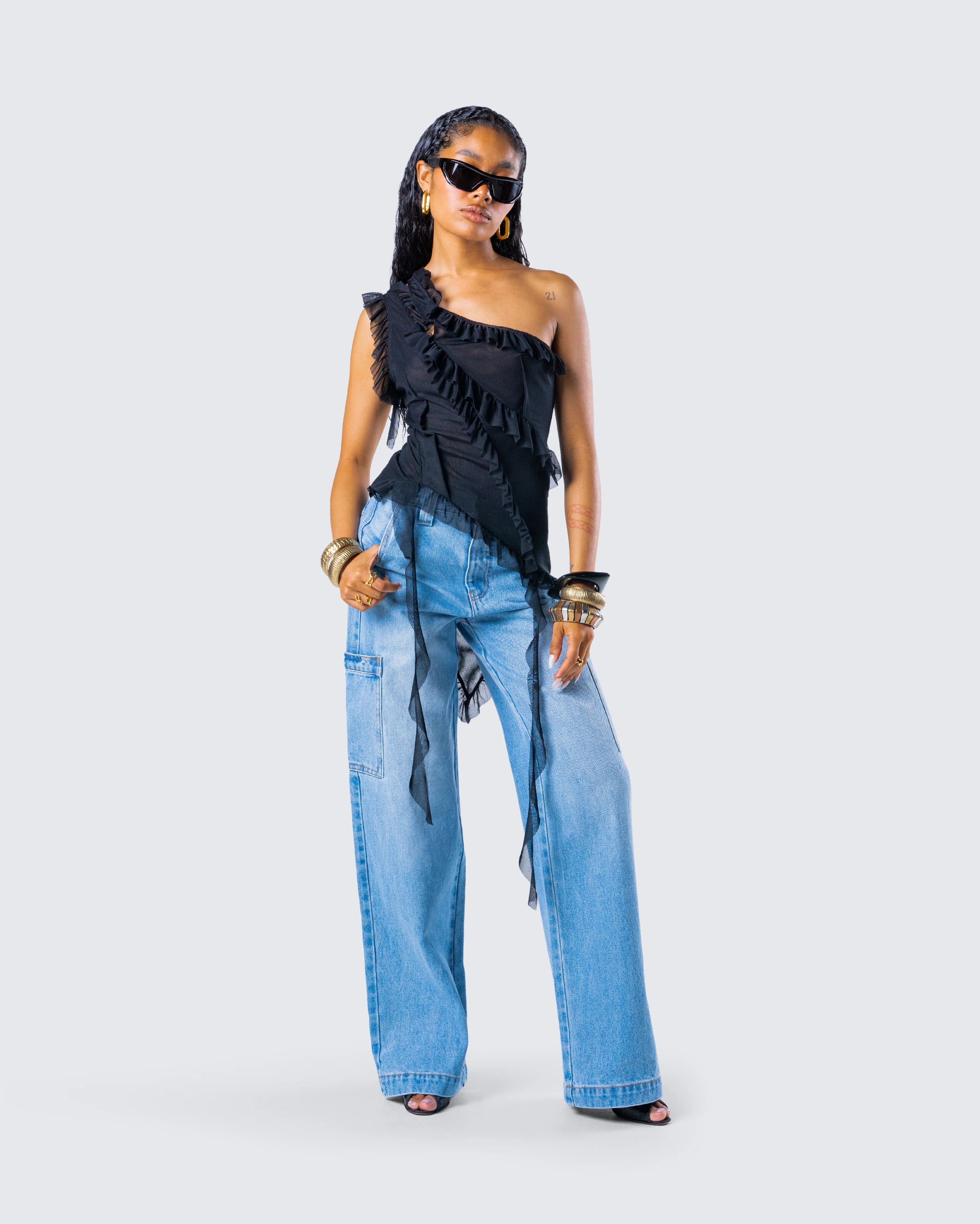 Blossom Blue Cargo Denim Pant - Image 9