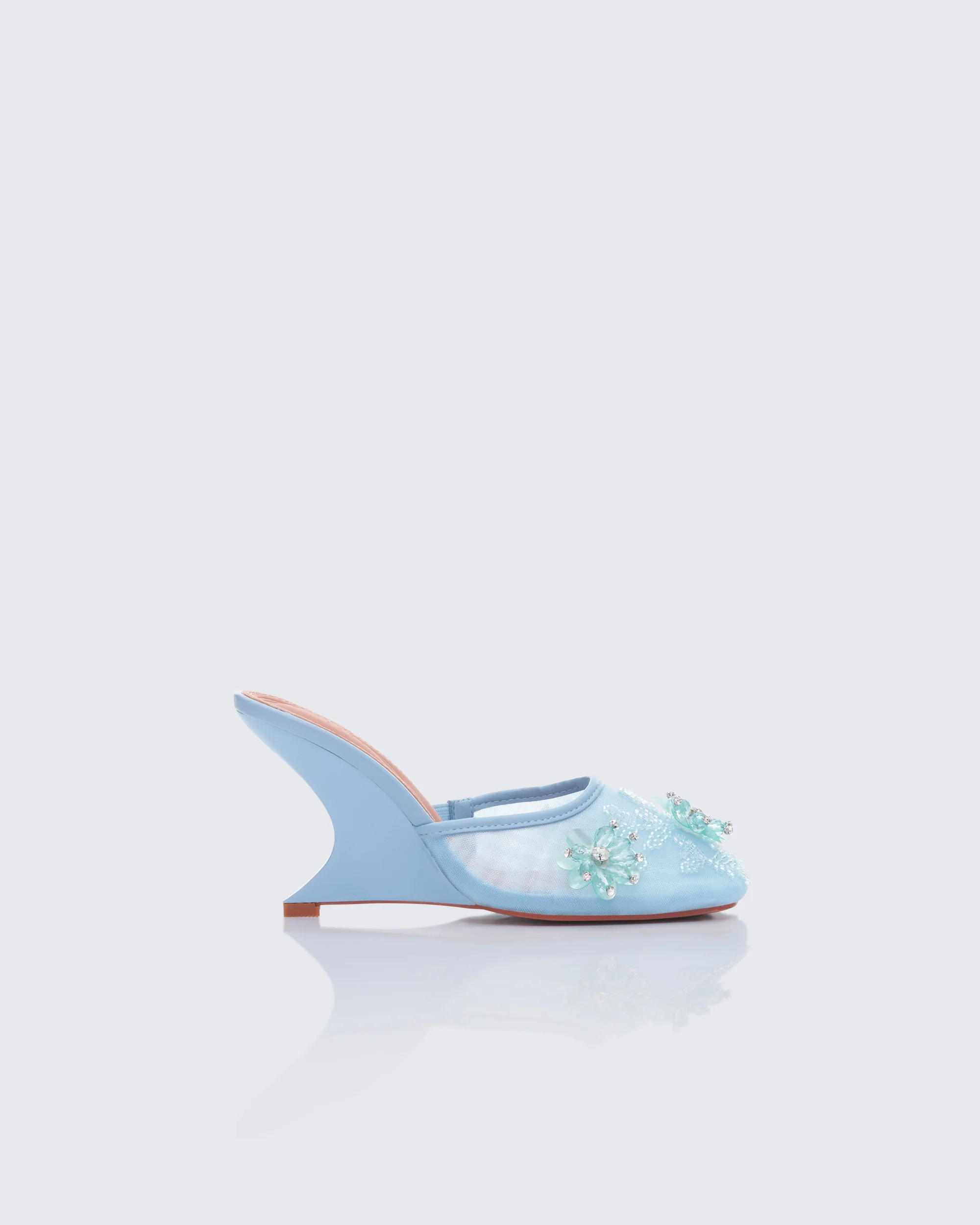 Brandi Blue Mesh Wedge Sandal