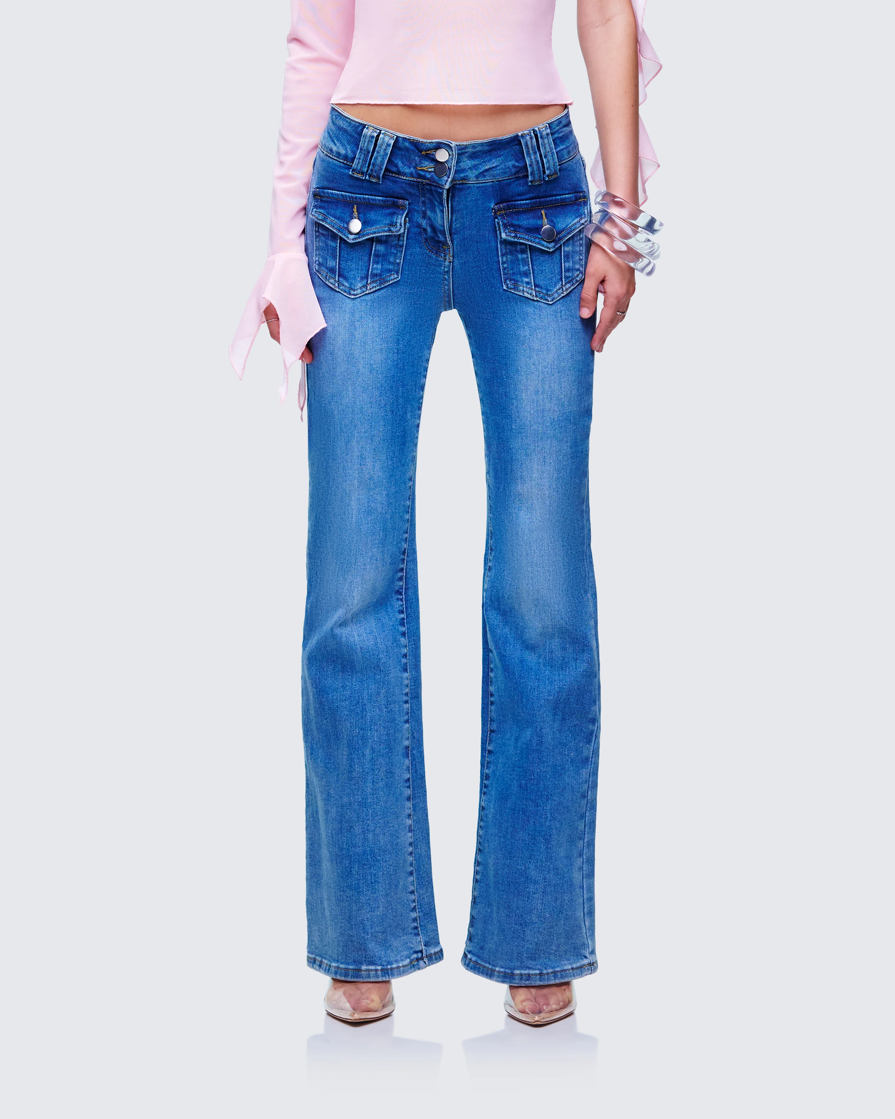 Bri Blue Denim Patch Pocket Jean - Image 2