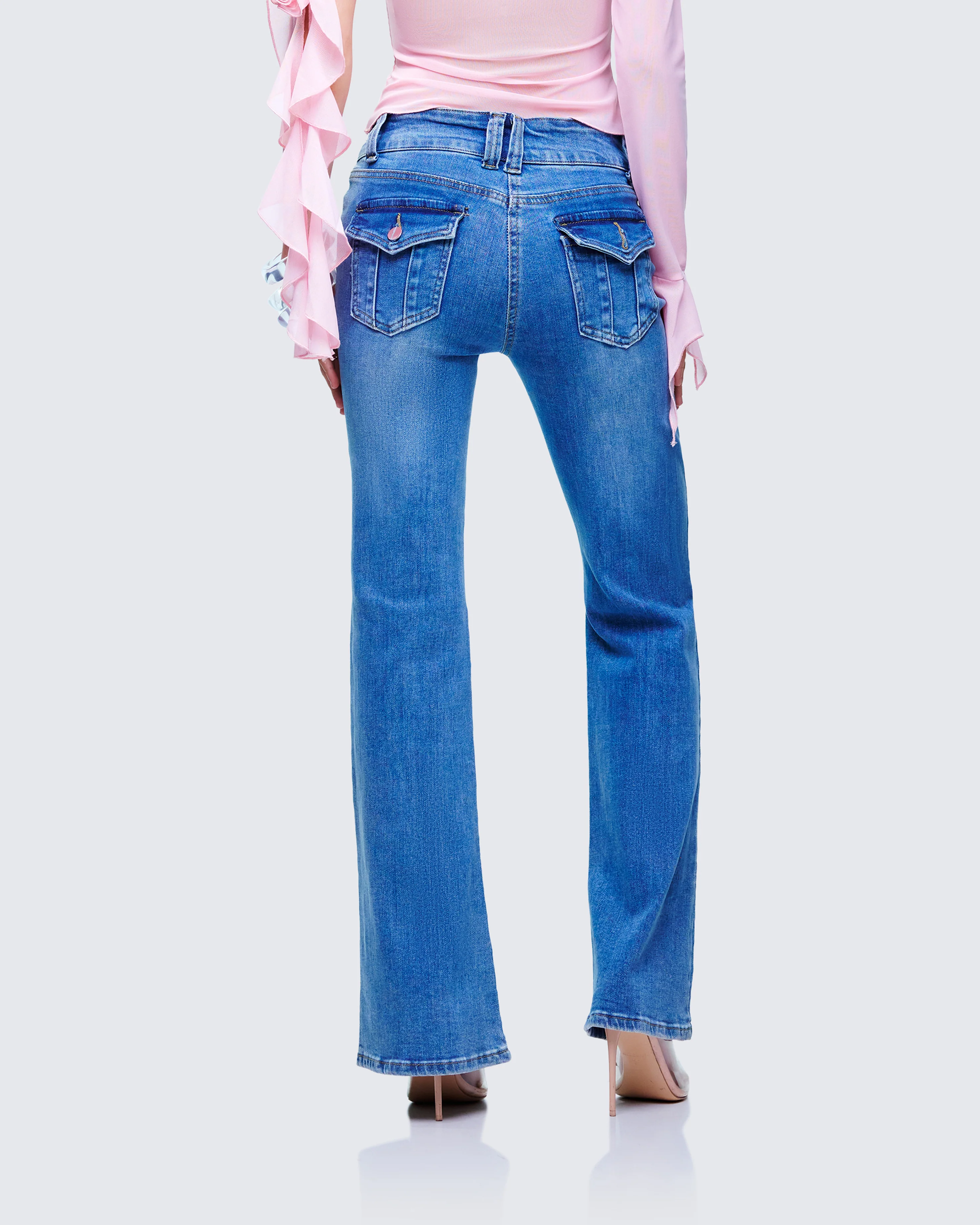 Bri Blue Denim Patch Pocket Jean - Image 4