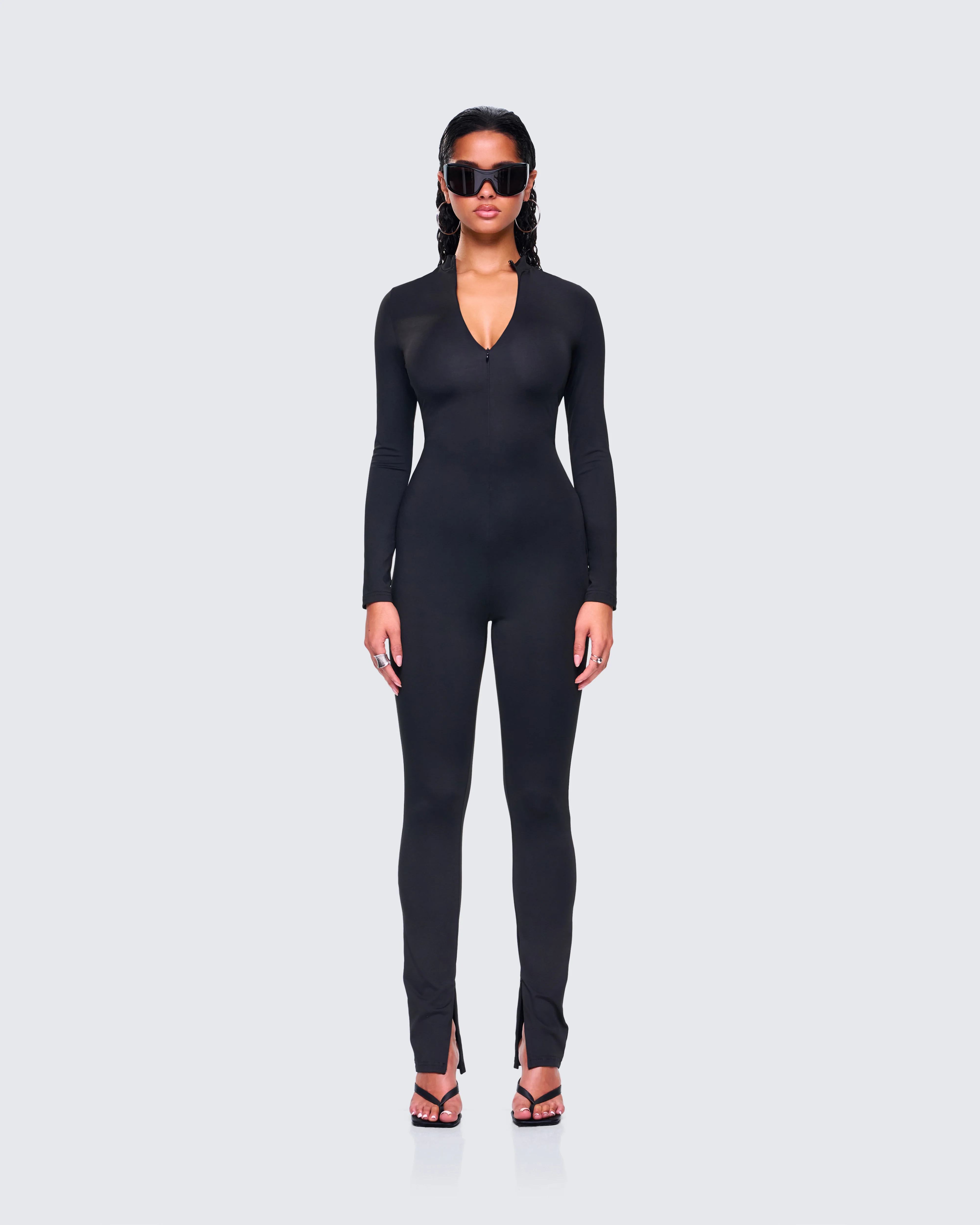 Brianna Black Zip Up Jumpsuit - Image 3