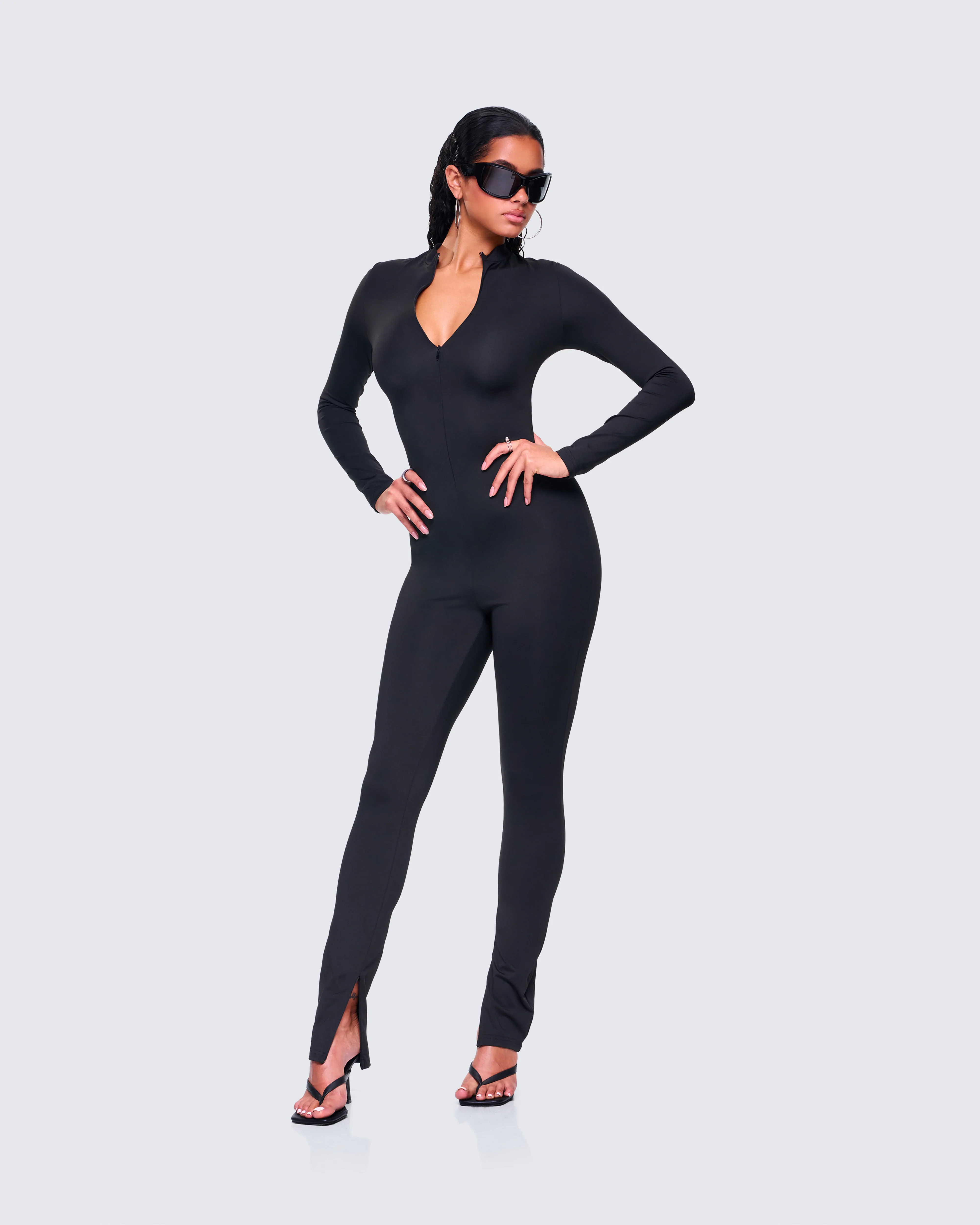 Brianna Black Zip Up Jumpsuit - Image 4