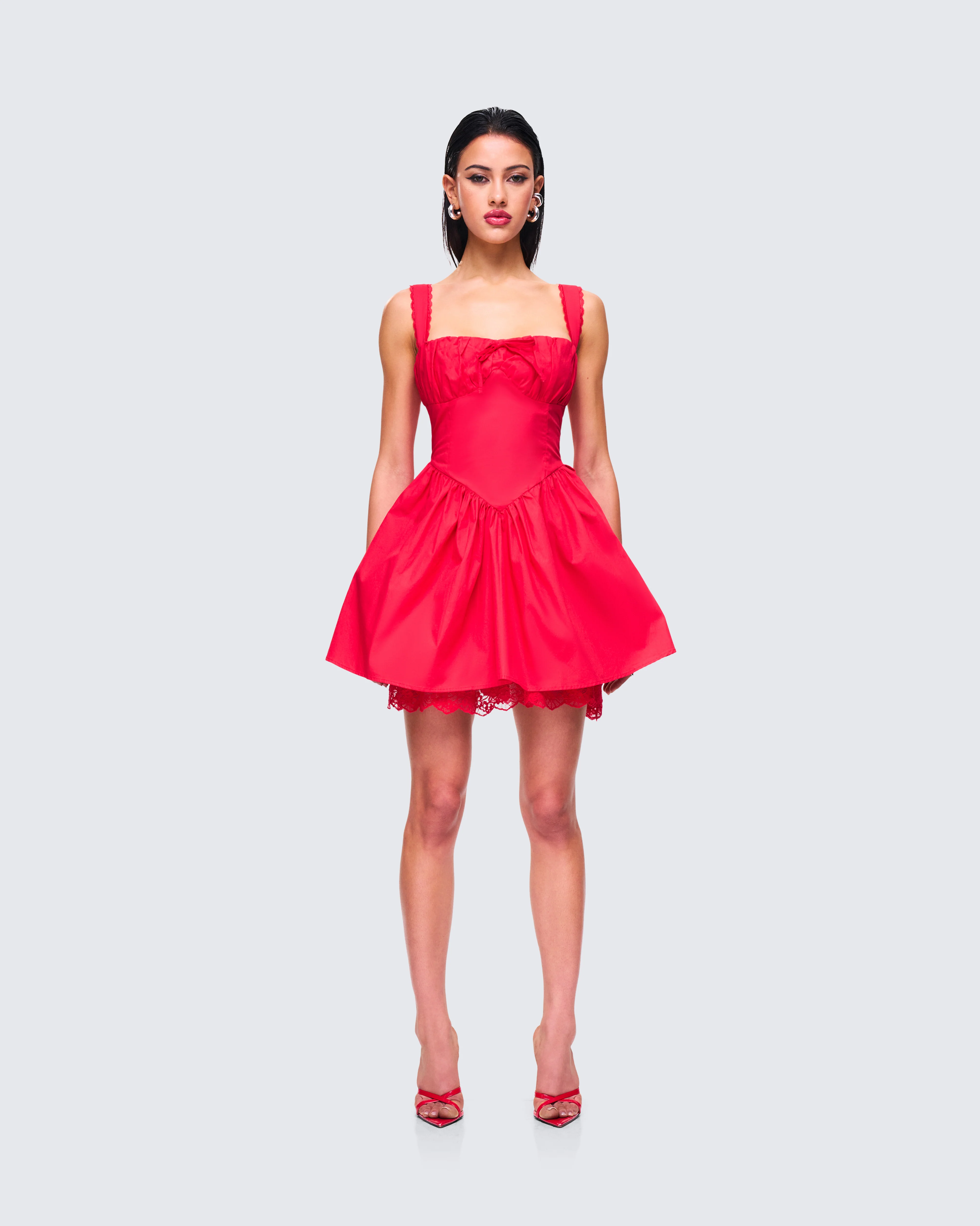 Brit Red Poplin Mini Dress - Image 4
