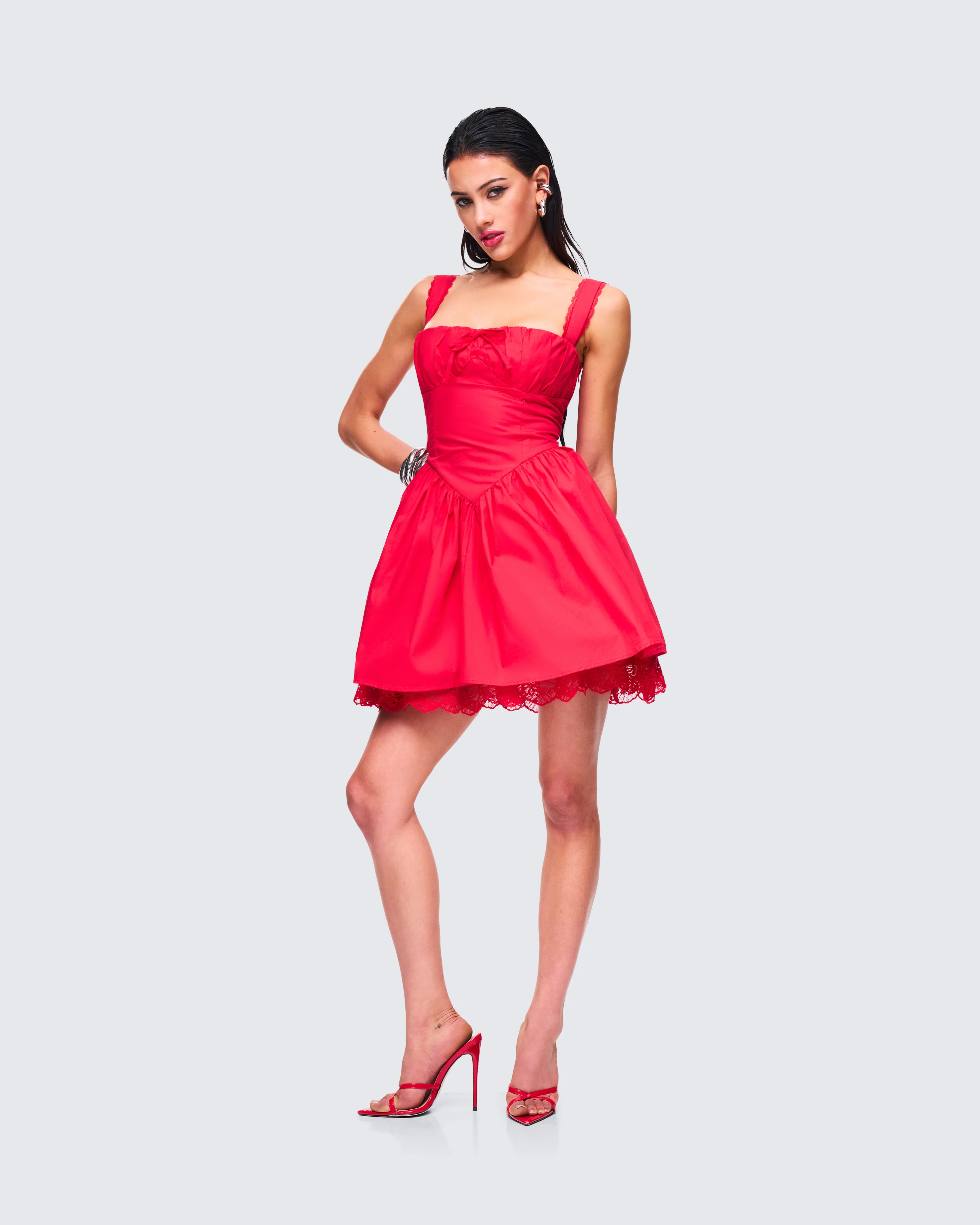 Brit Red Poplin Mini Dress - Image 6
