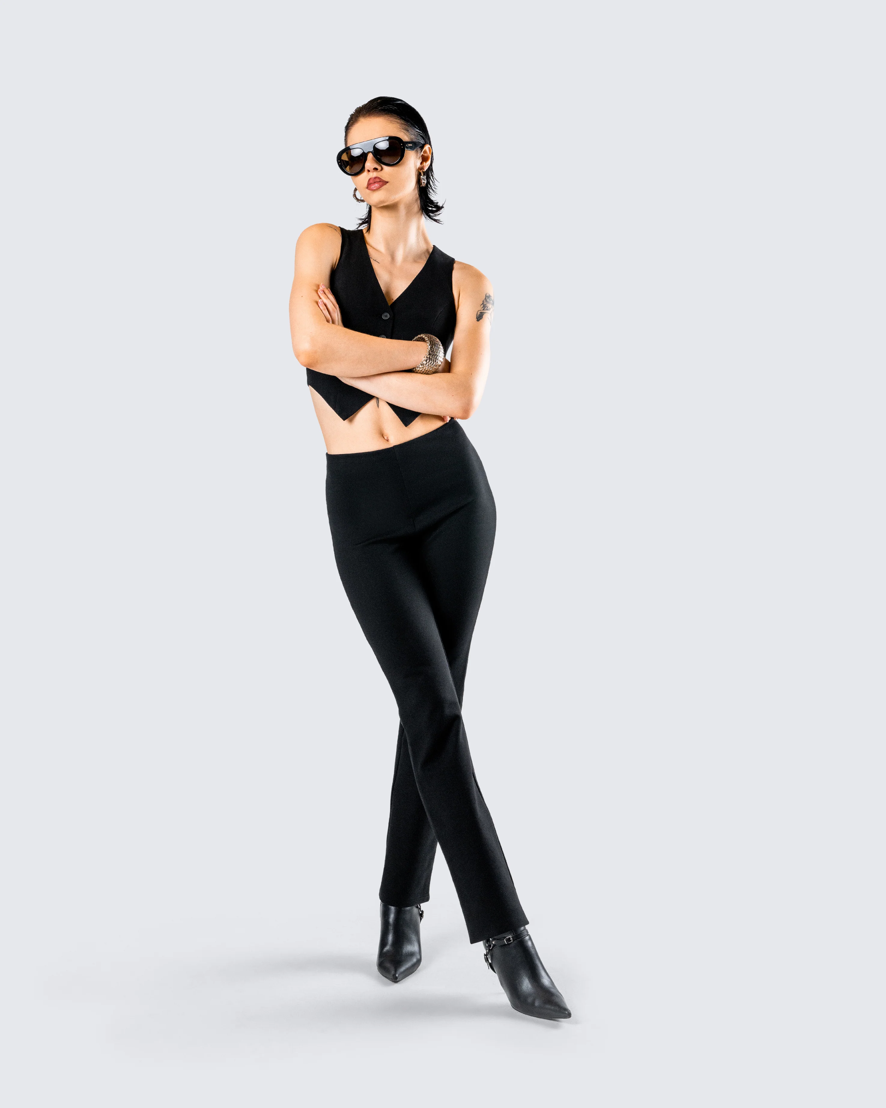 Bronte Black Ponte High Rise Pant - Image 9