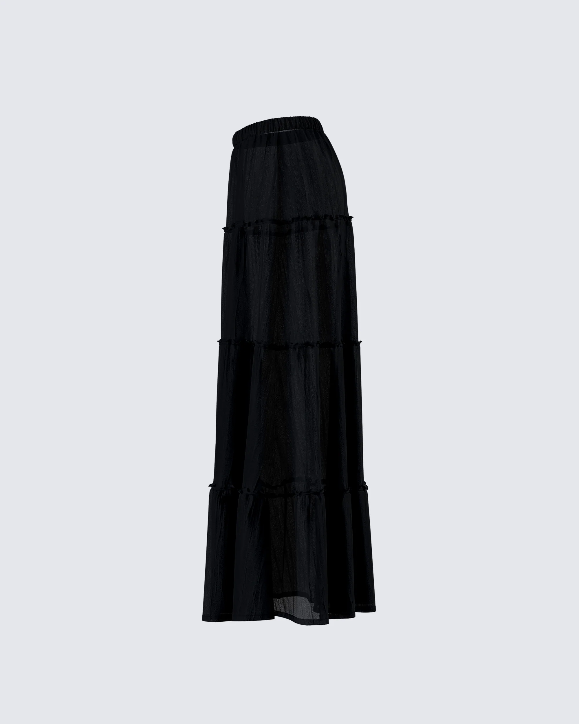 Cailin Black Tiered Maxi Skirt - Image 2
