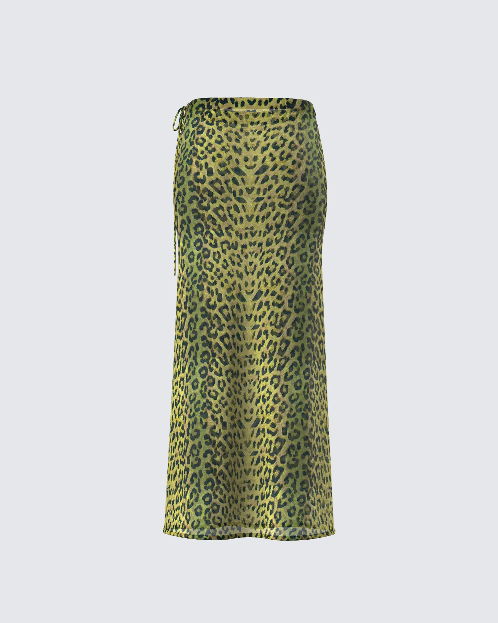 Calista Lime Leopard Maxi Skirt - Image 3