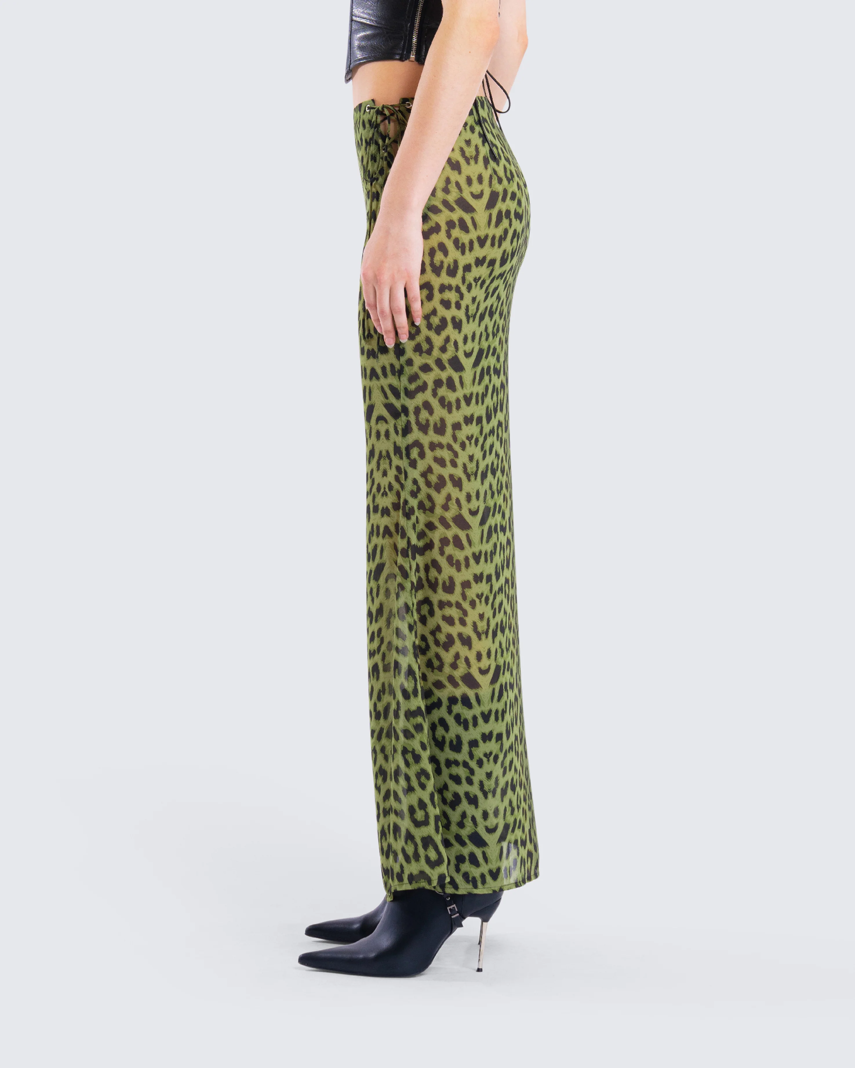 Calista Lime Leopard Maxi Skirt - Image 6