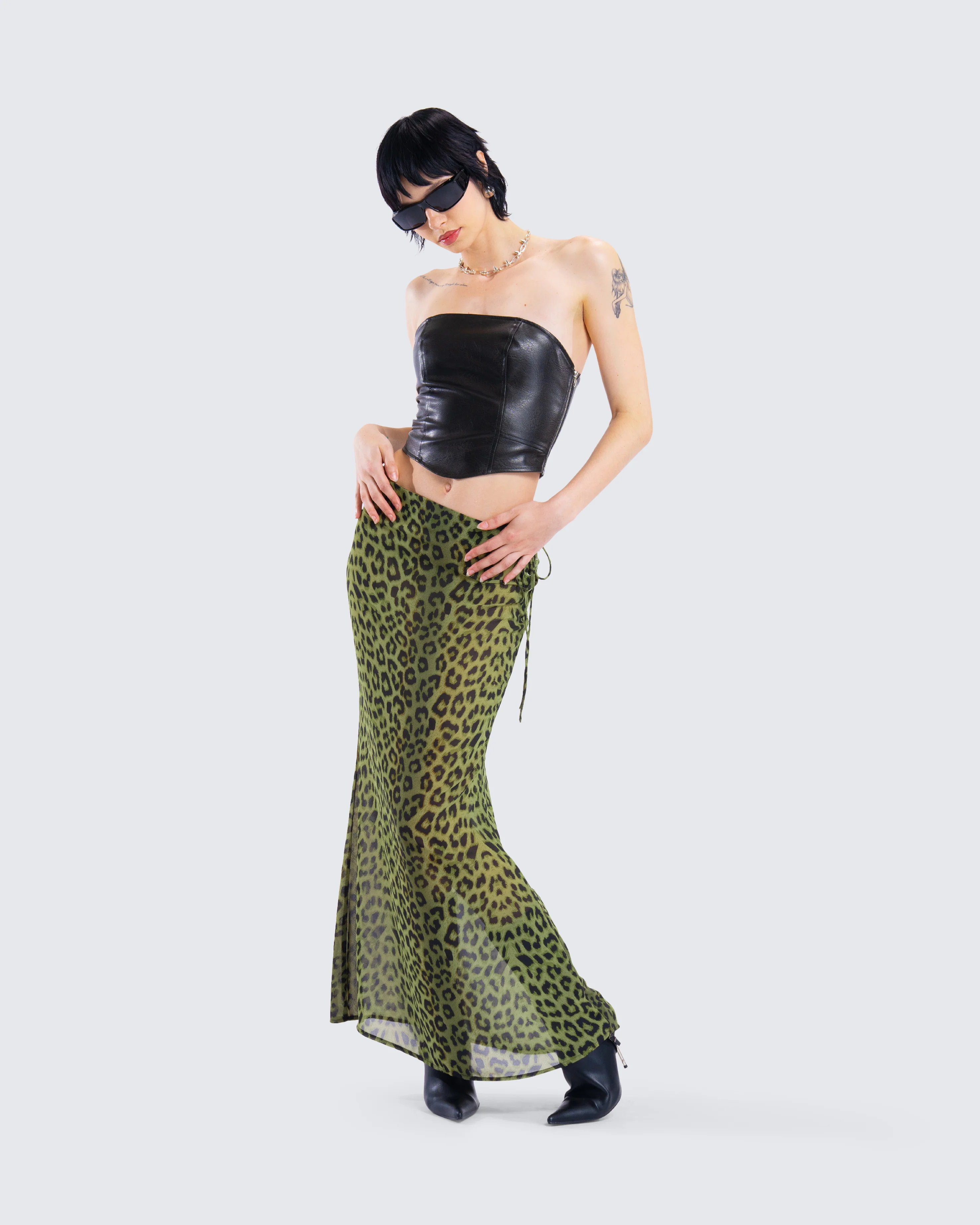 Calista Lime Leopard Maxi Skirt - Image 9