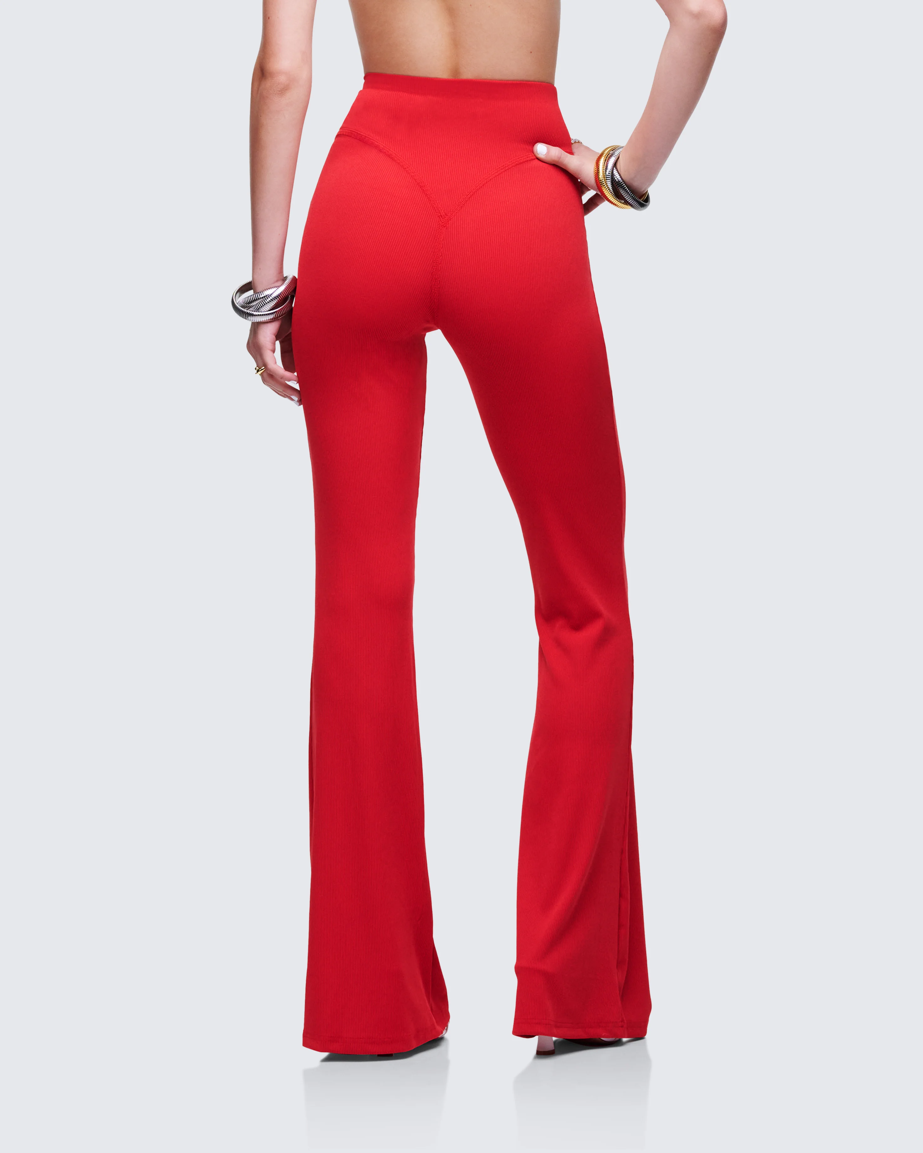Cambree Red Ribbed Flare Legging - Image 4