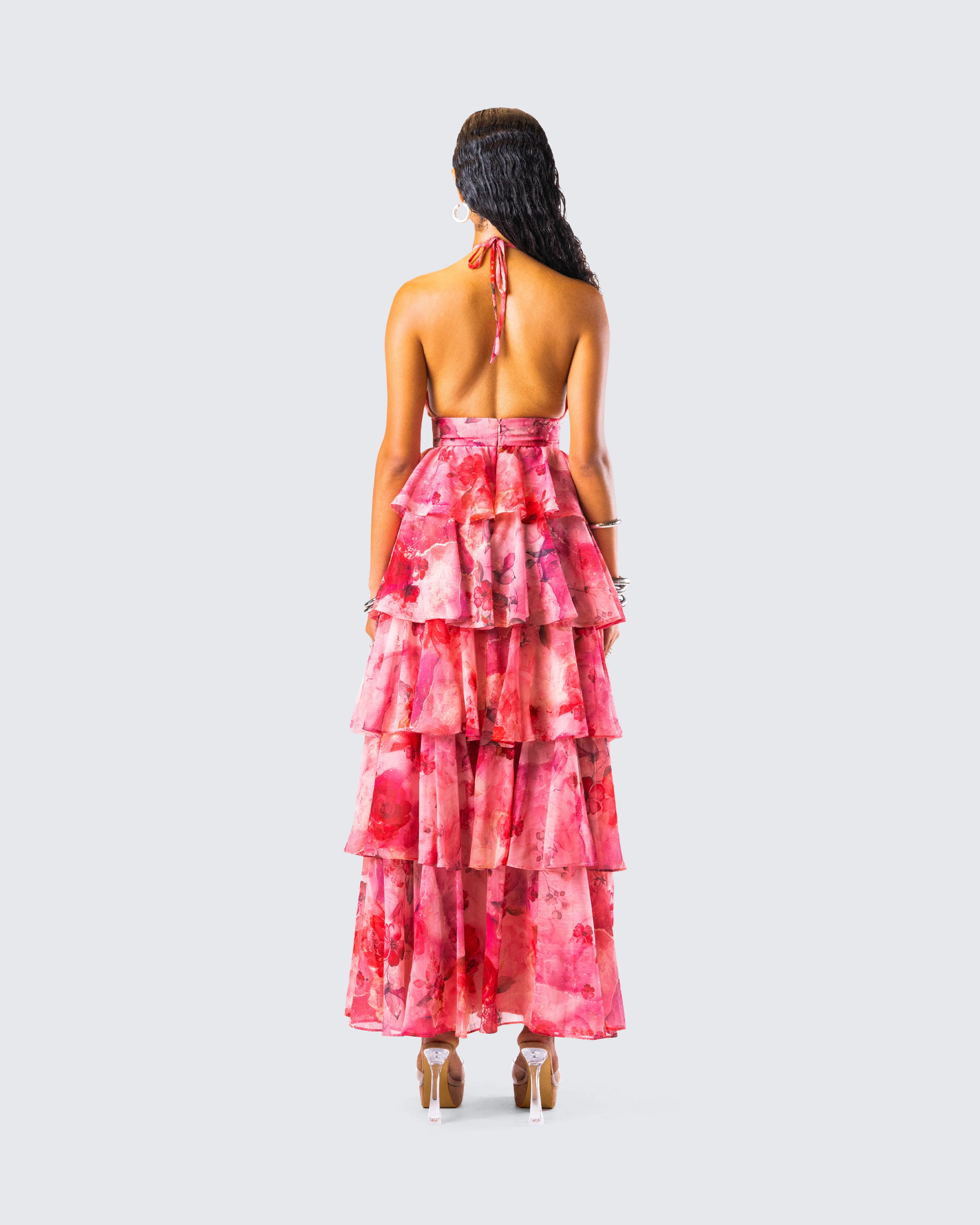 Caprice Pink Floral Maxi Dress - Image 7