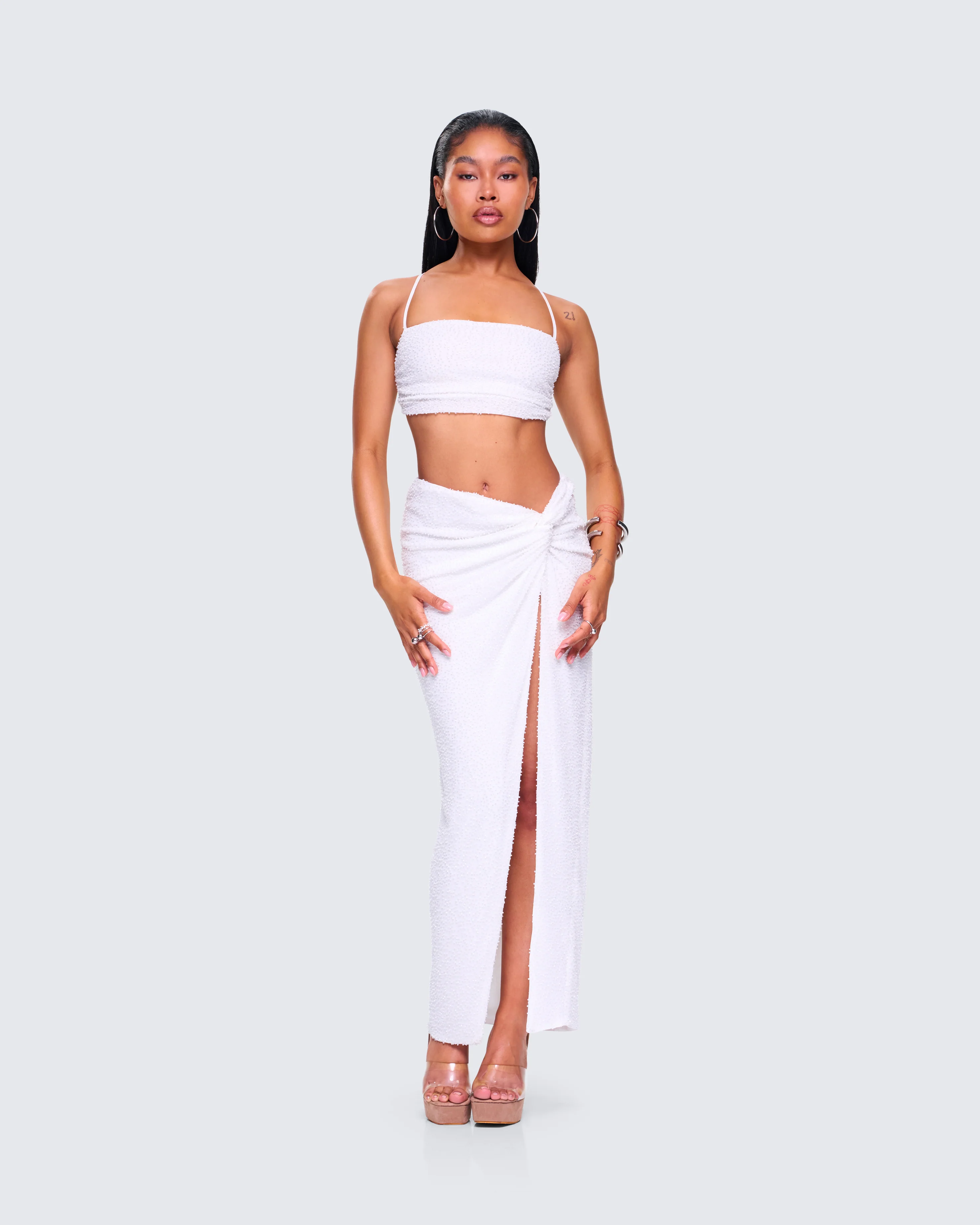 Carly White Beaded Bandeau Top - Image 6