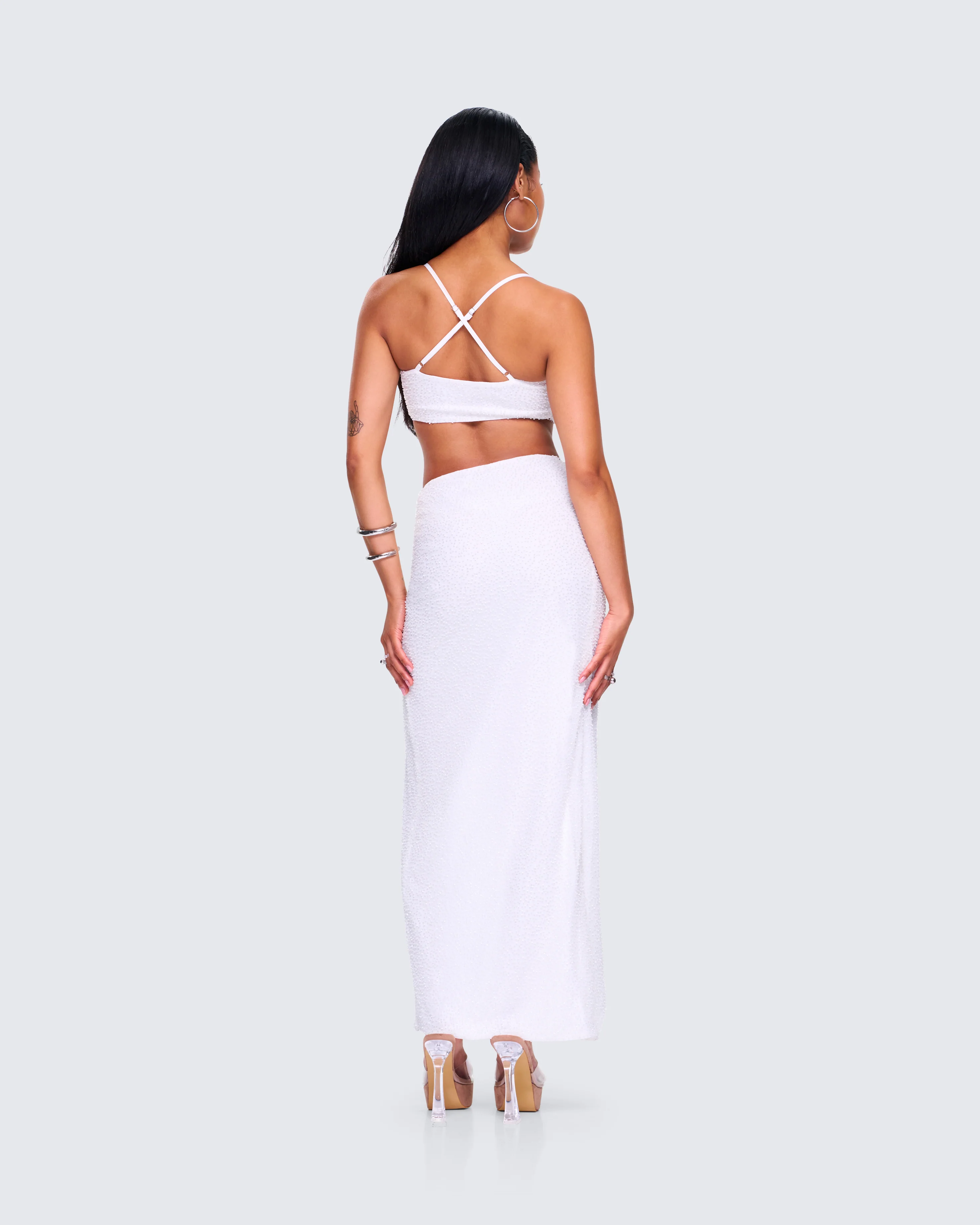 Carly White Beaded Maxi Set - Image 7