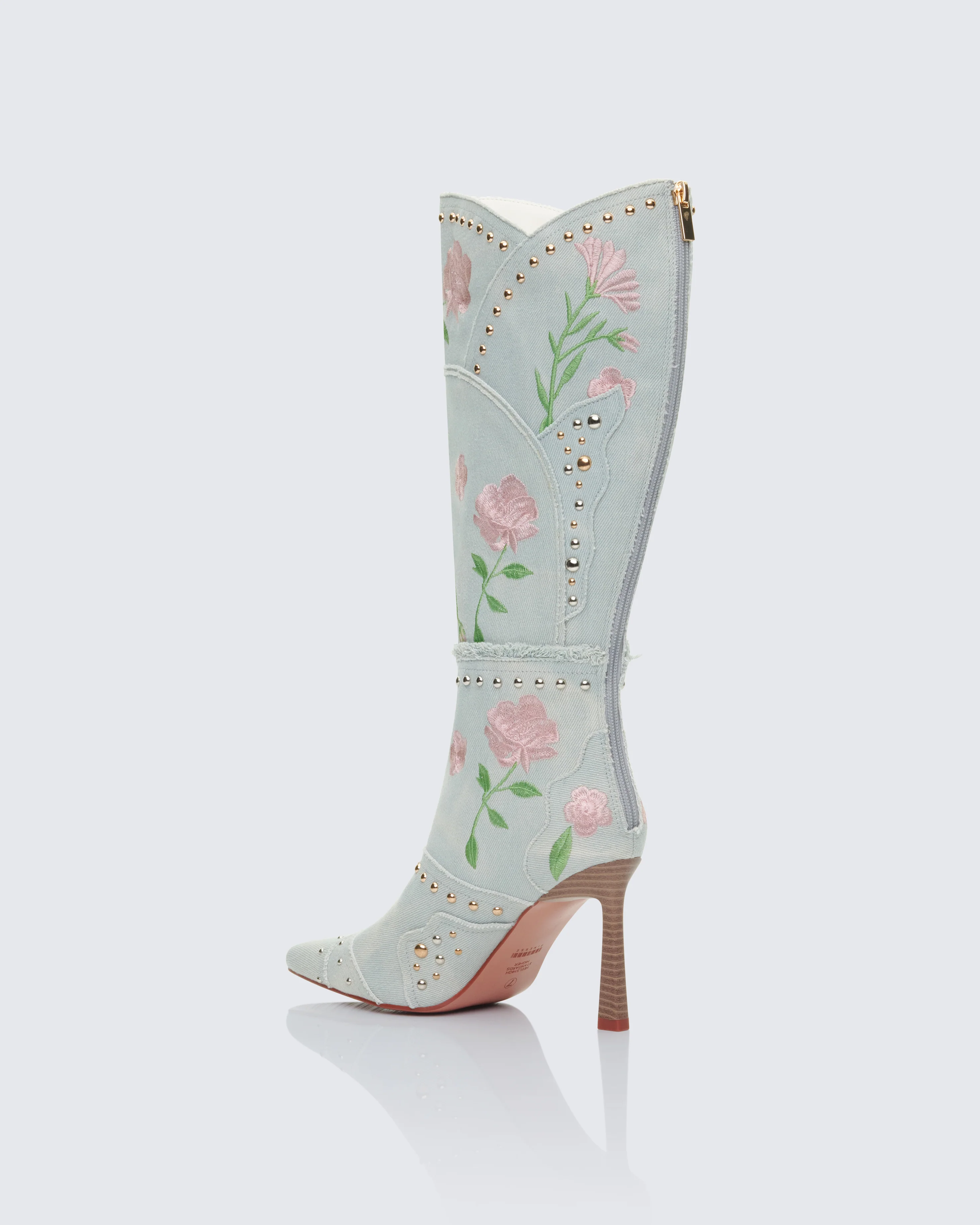 Carmen Blue Denim Embroidered Boot - Image 3