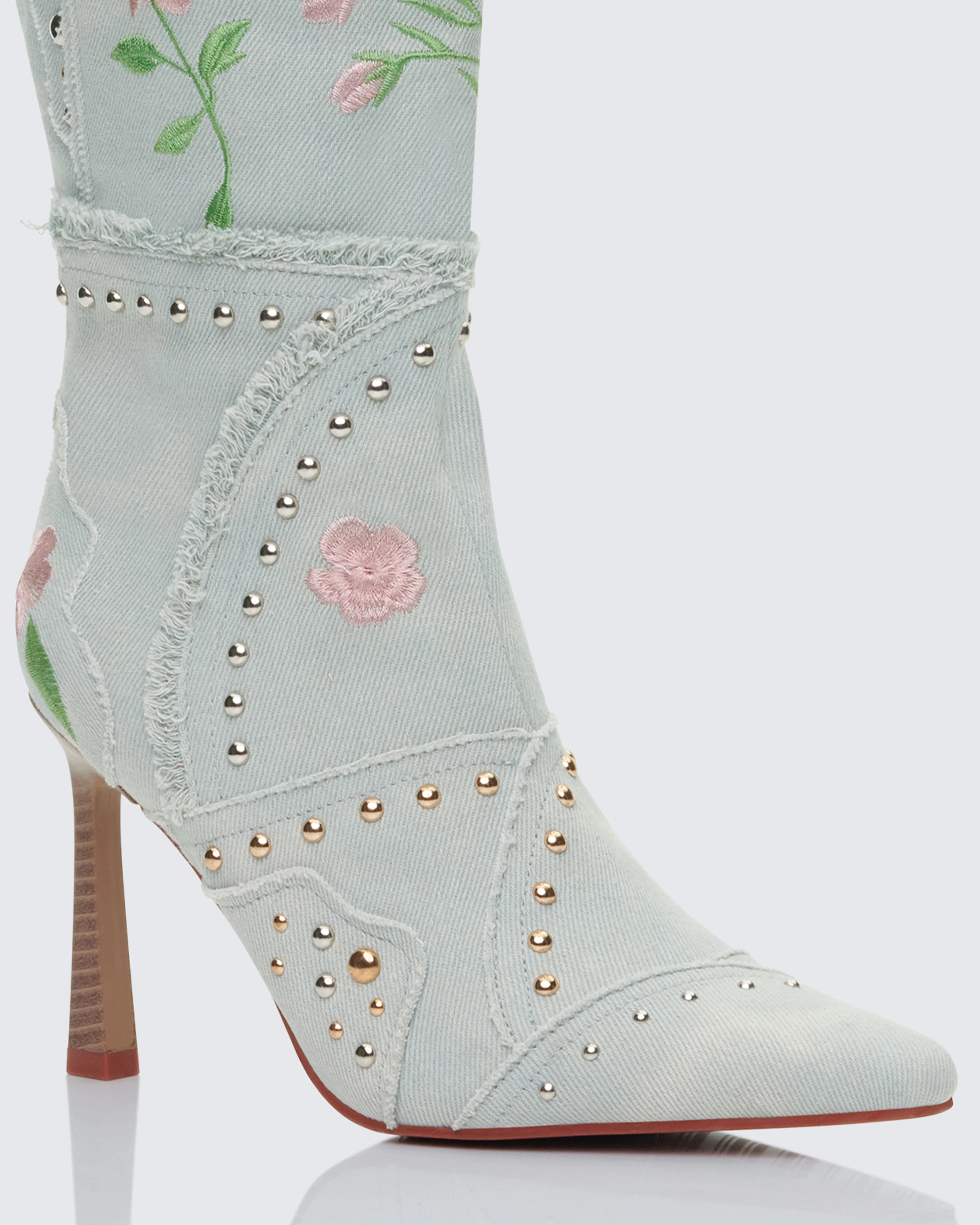 Carmen Blue Denim Embroidered Boot - Image 4