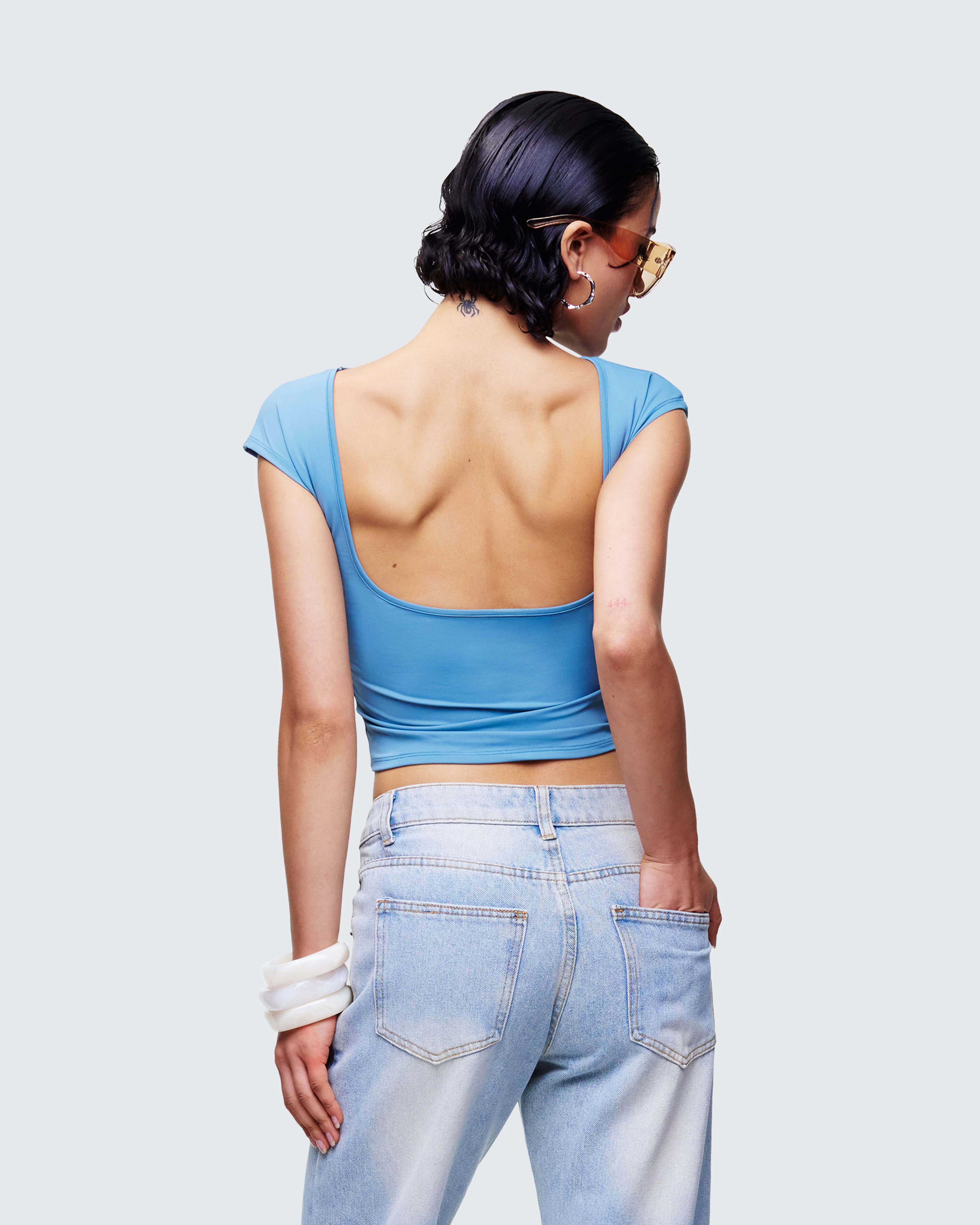 Caroline Blue Backless Top - Image 4