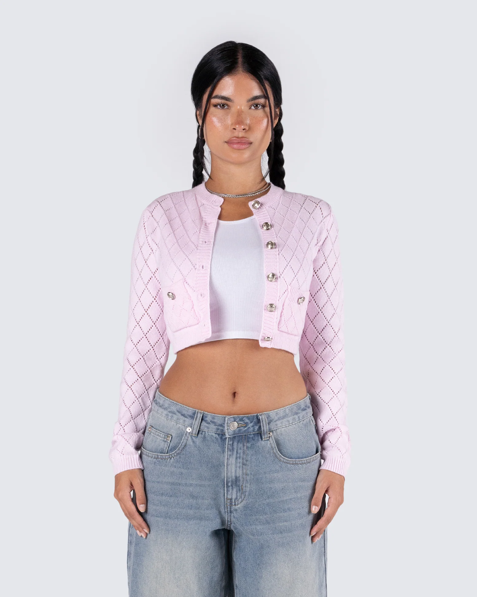 Celine Pink Pattern Knit Cardigan - Image 4