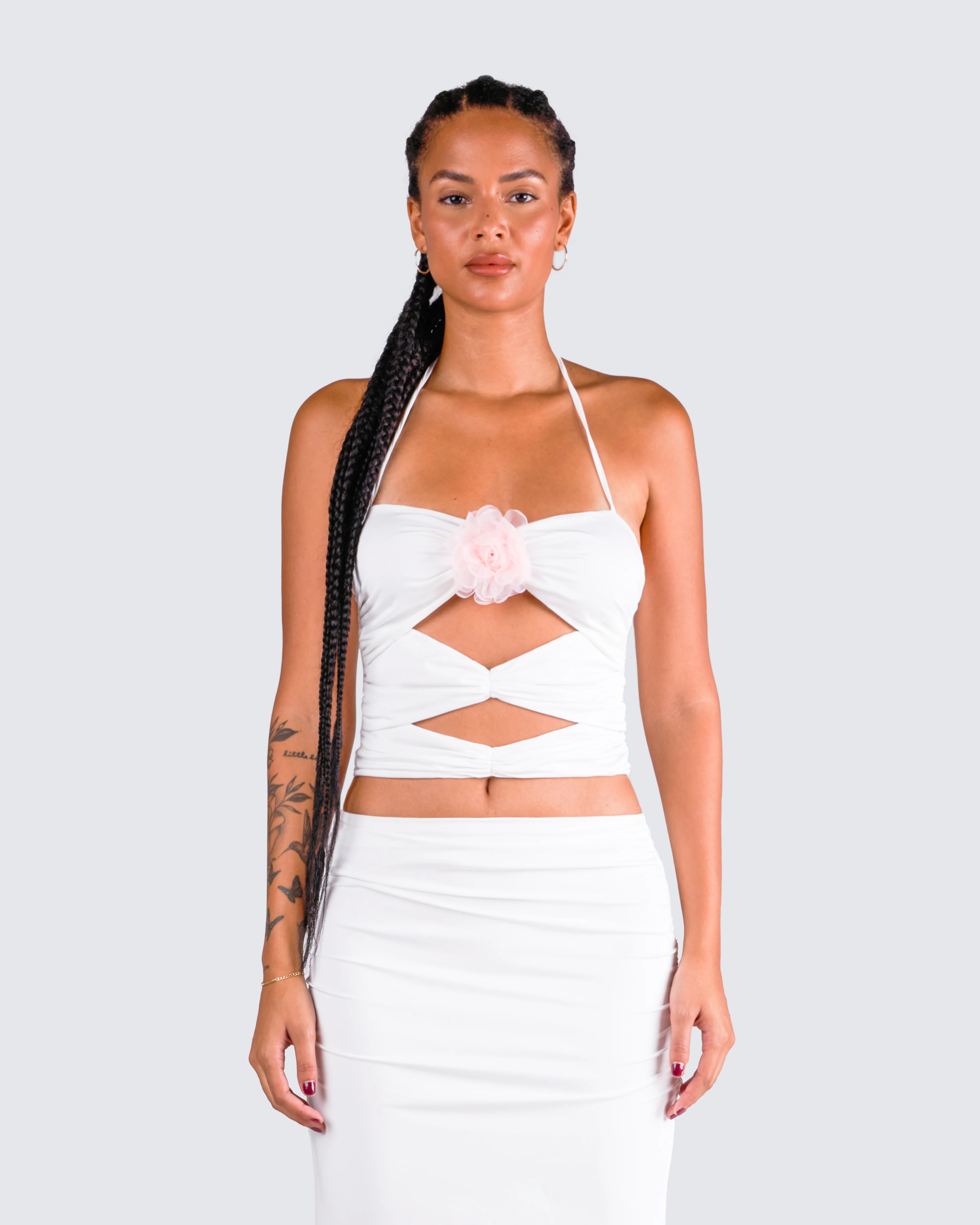 Cerelina White Jersey Cut Out Top - Image 4