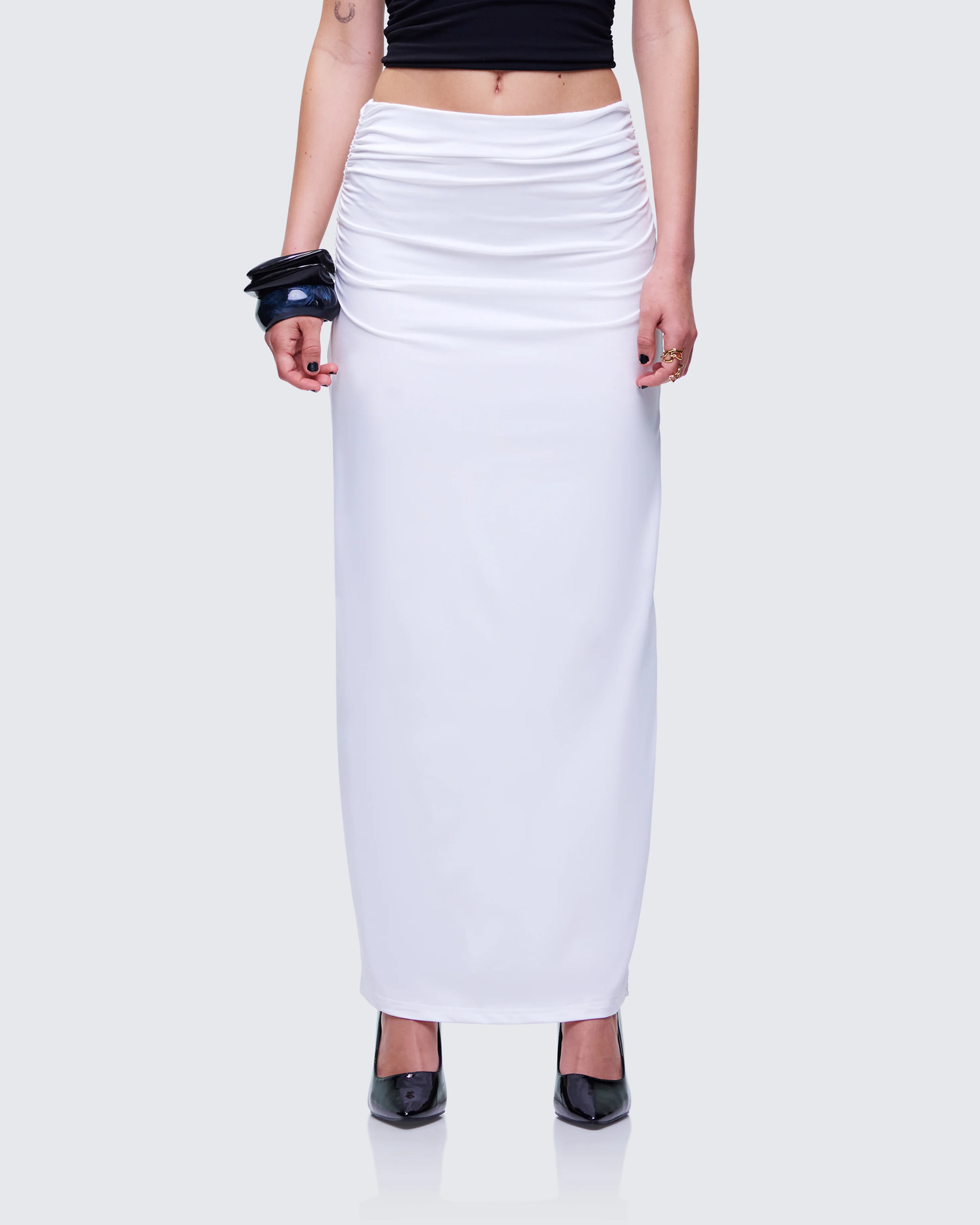 Cerelina White Jersey Maxi Skirt - Image 2