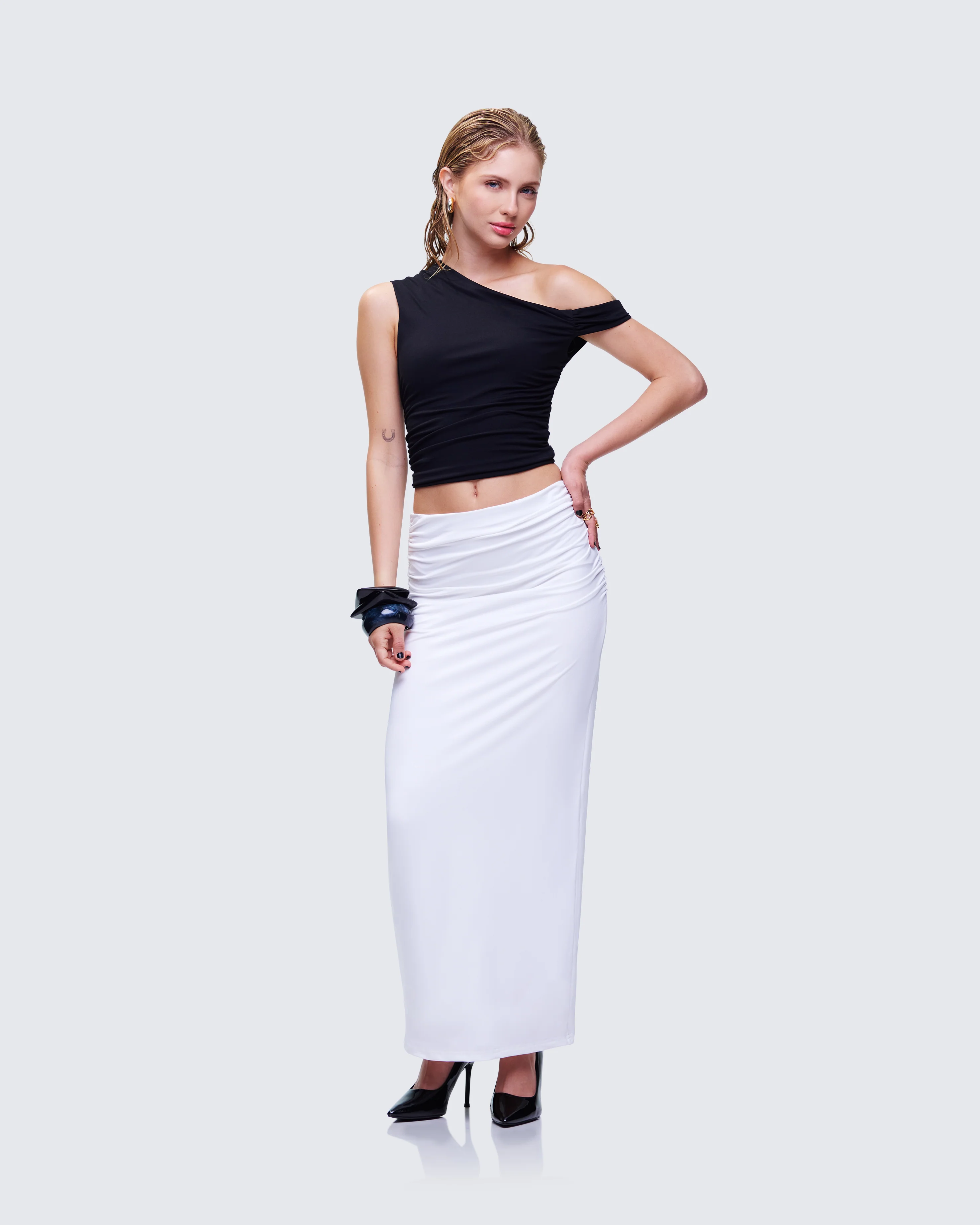 Cerelina White Jersey Maxi Skirt - Image 5