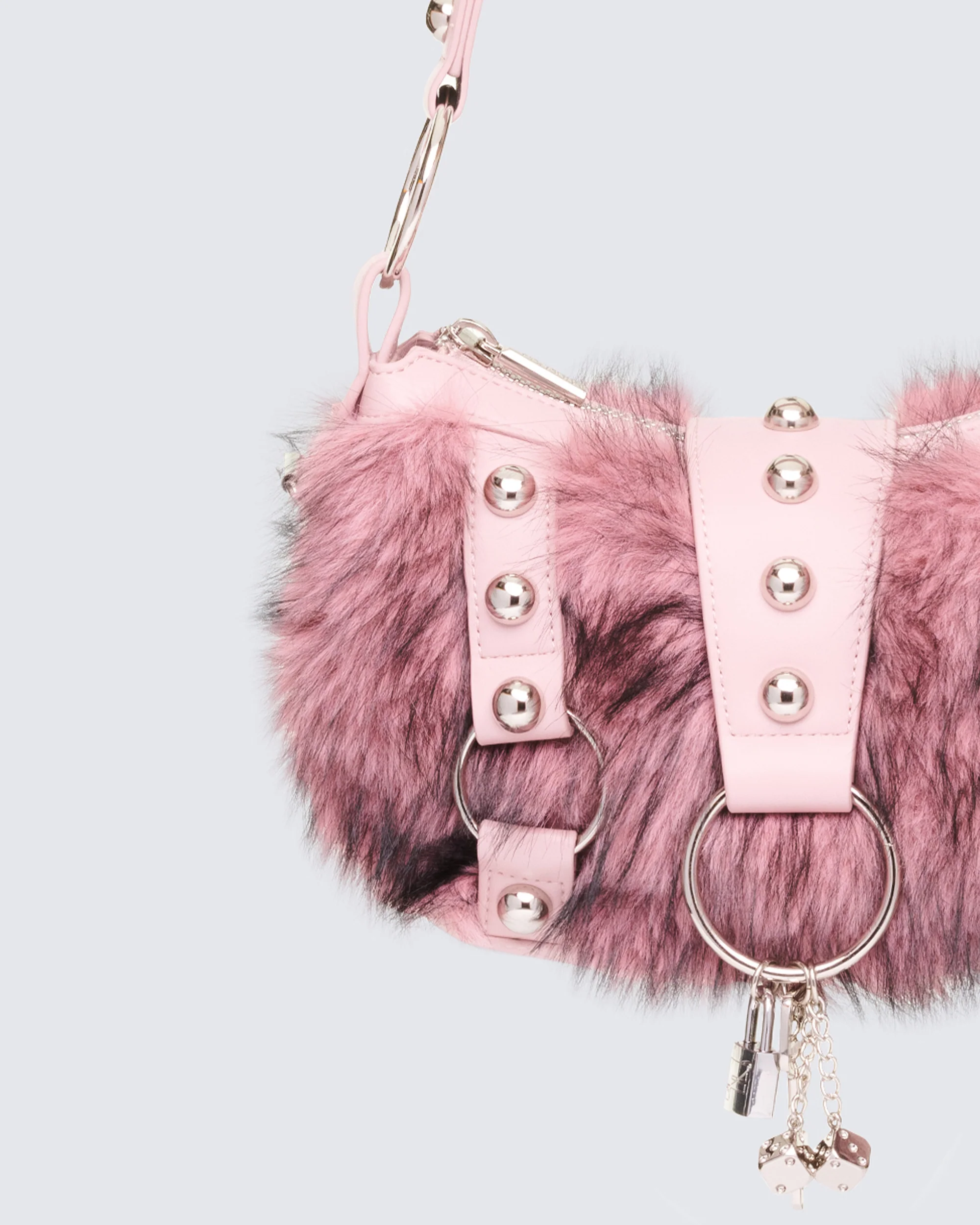 Charalyn Pink Fur Shoulder Bag - Image 3