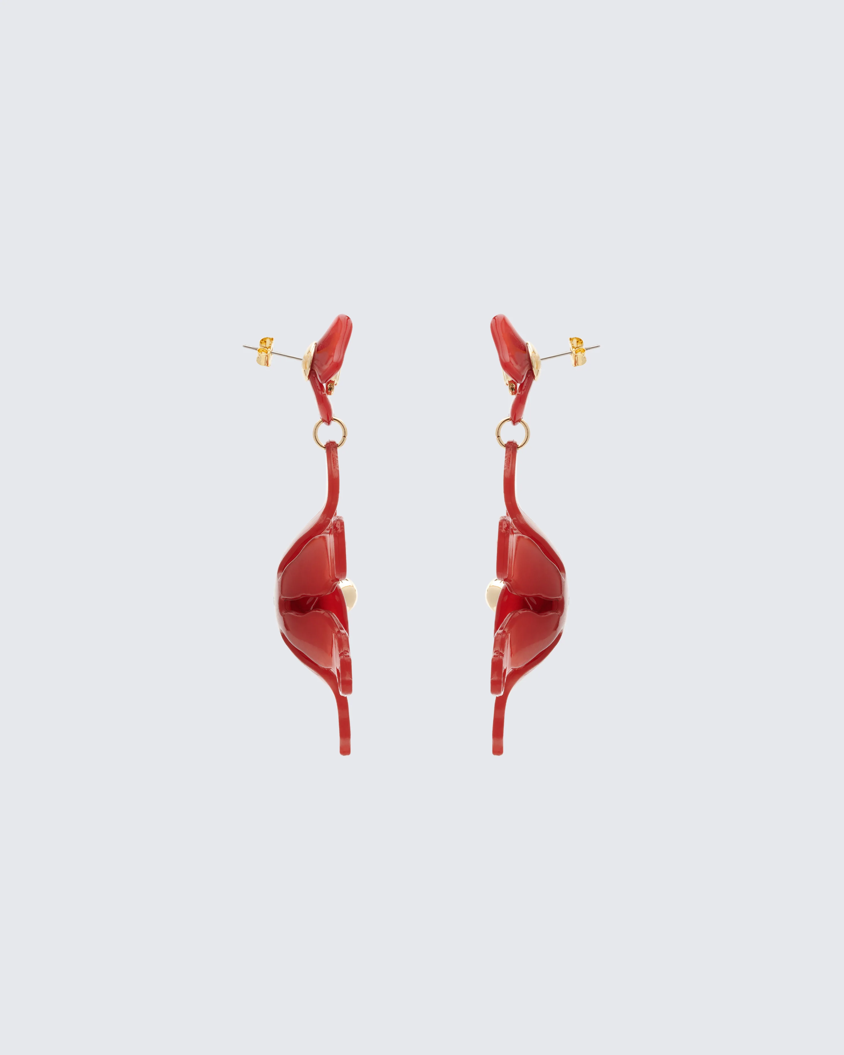 Charity Red Flower Dangle Earrings - Image 2