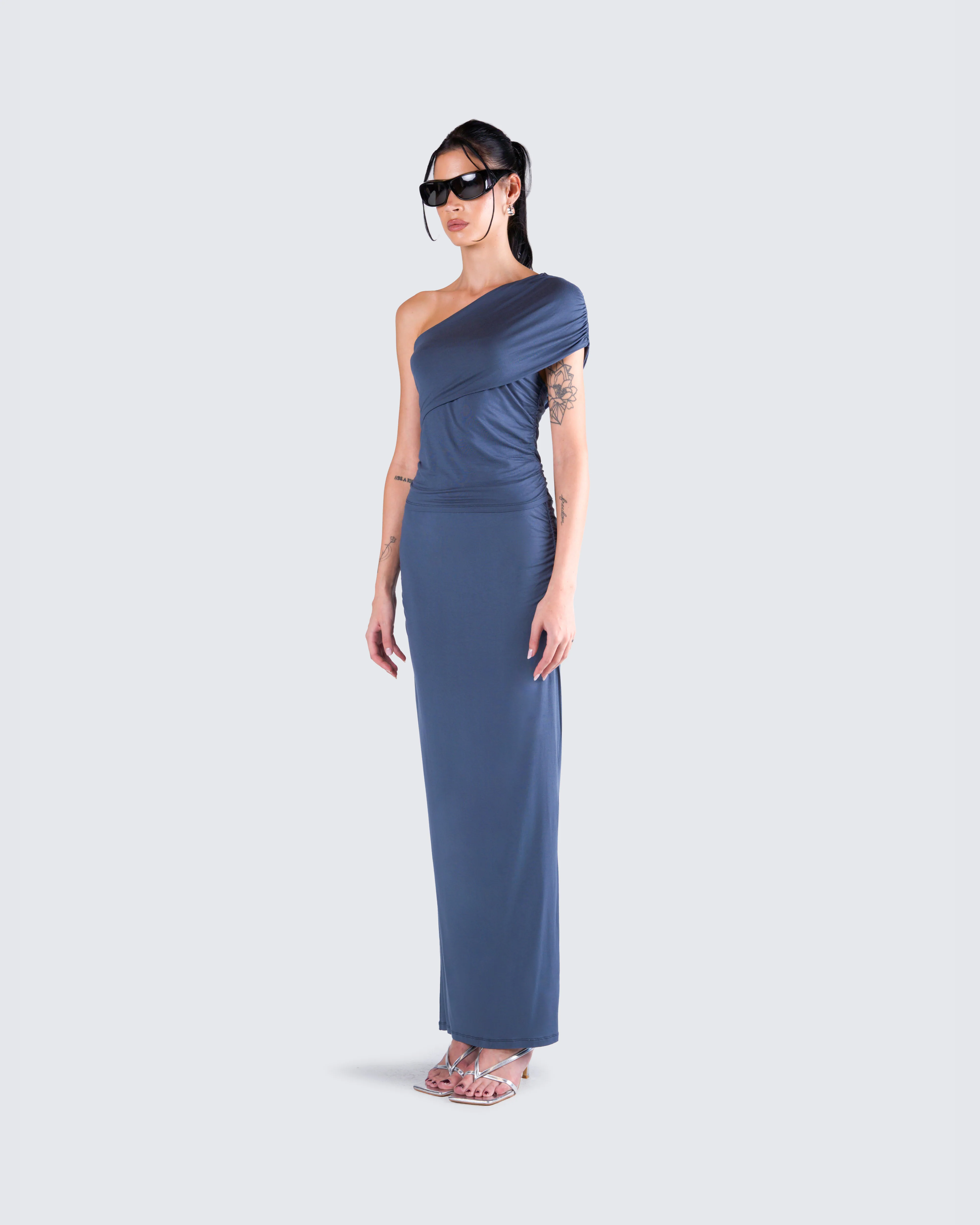 Charlize Navy Maxi Skirt - Image 5