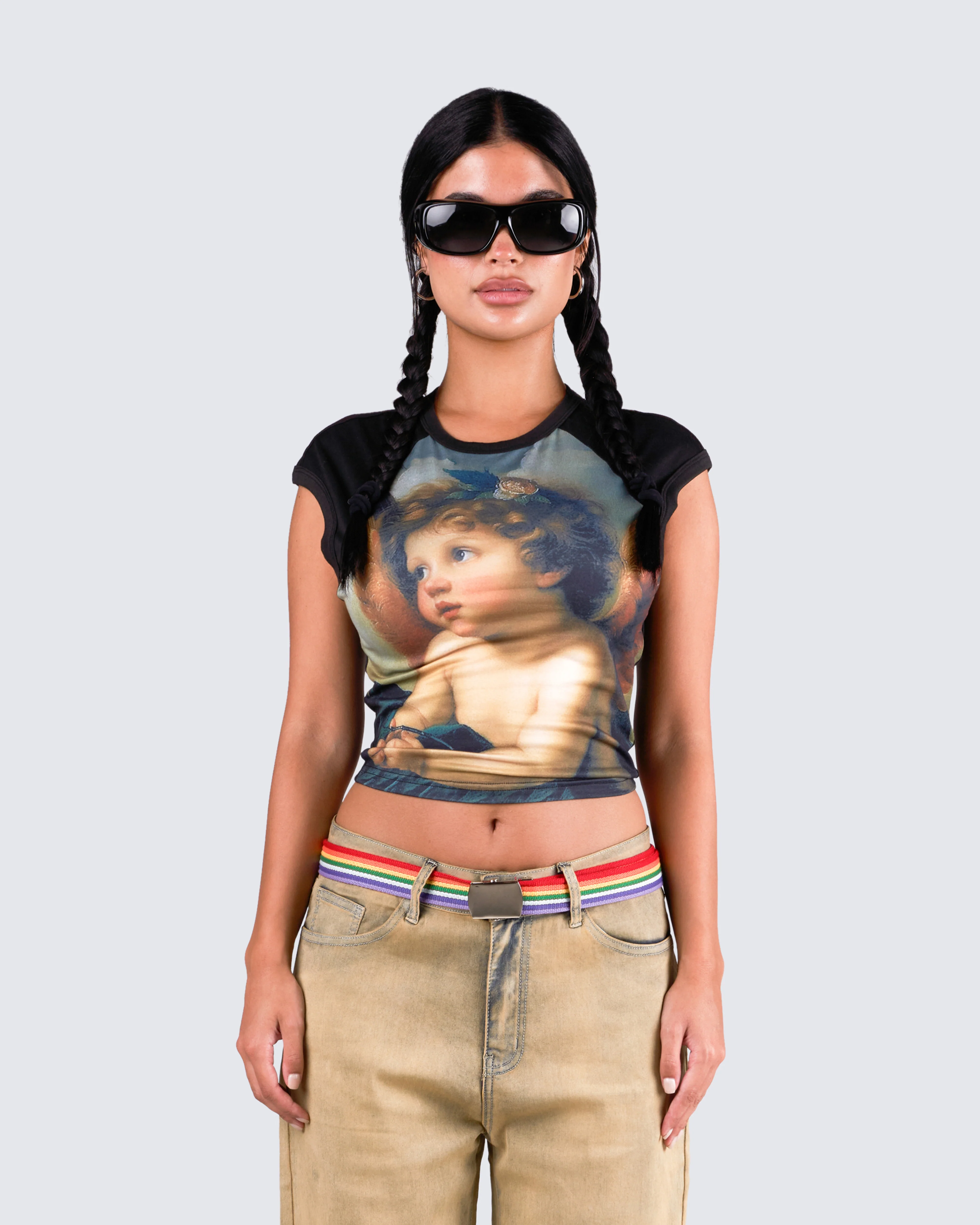Cheryse Angel Print Jersey Top - Image 4