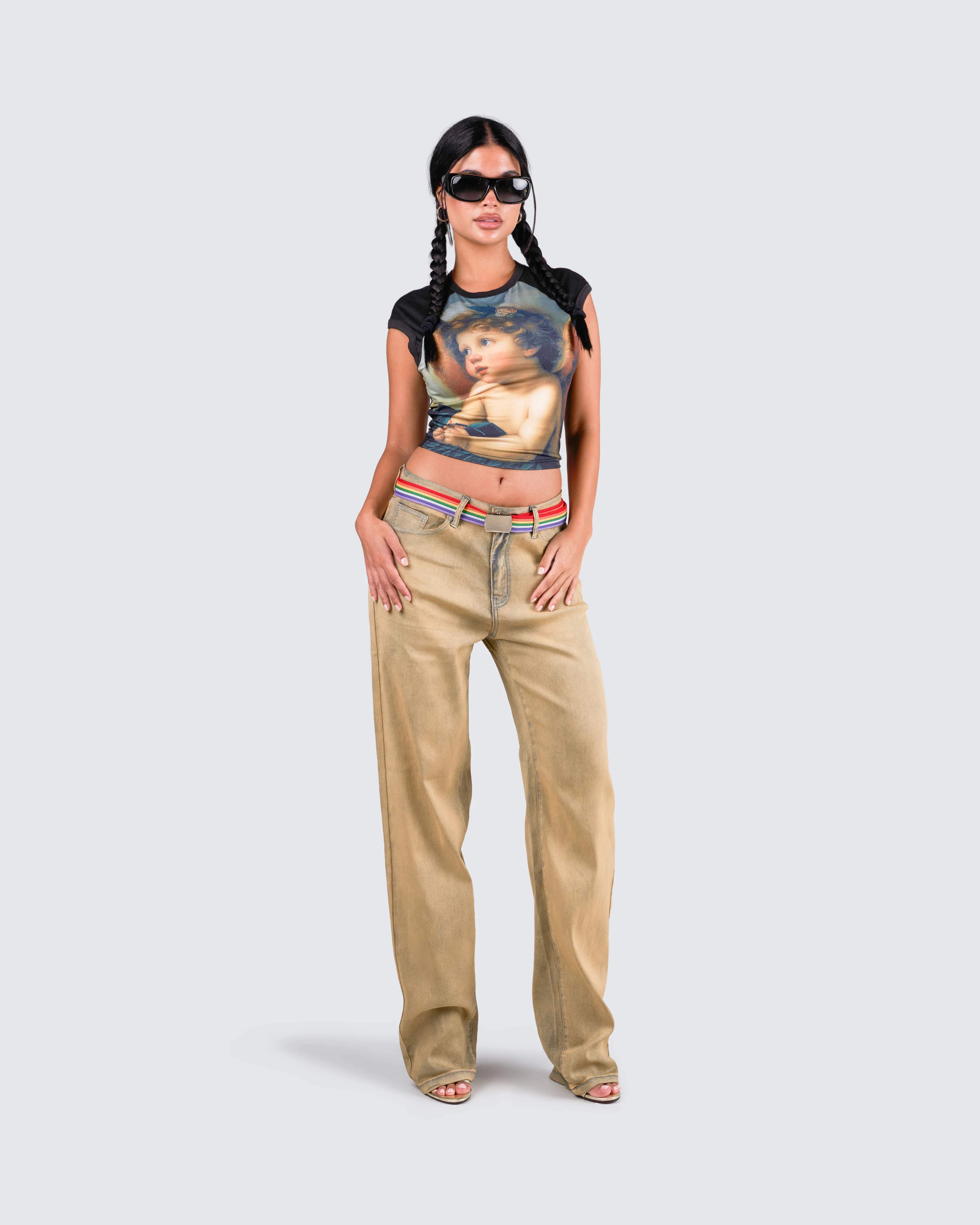 Cheryse Angel Print Jersey Top - Image 9