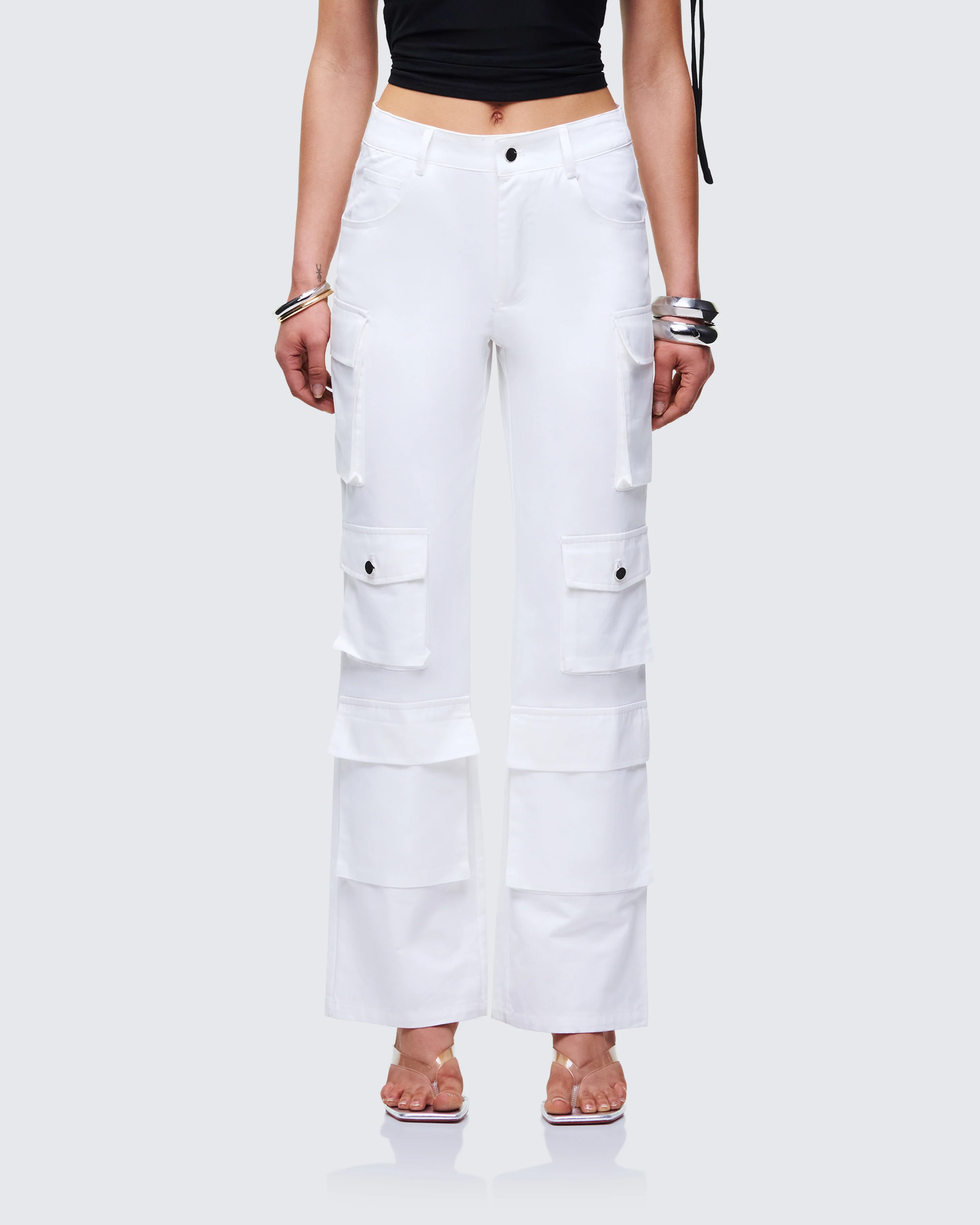 Chima White Cargo Twill Pant - Image 2