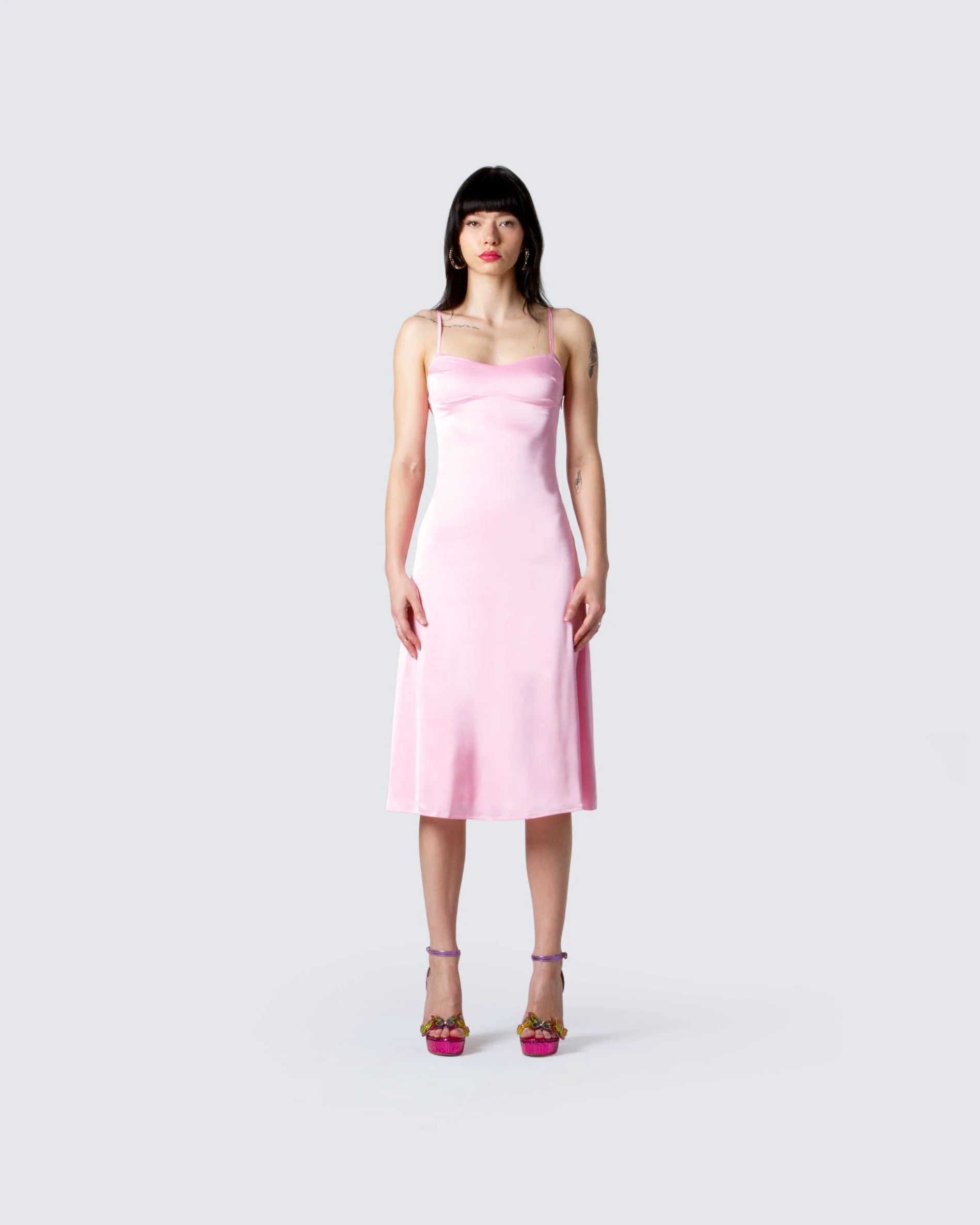 Chrishell Satin Cut Out Midi Dress - Image 3