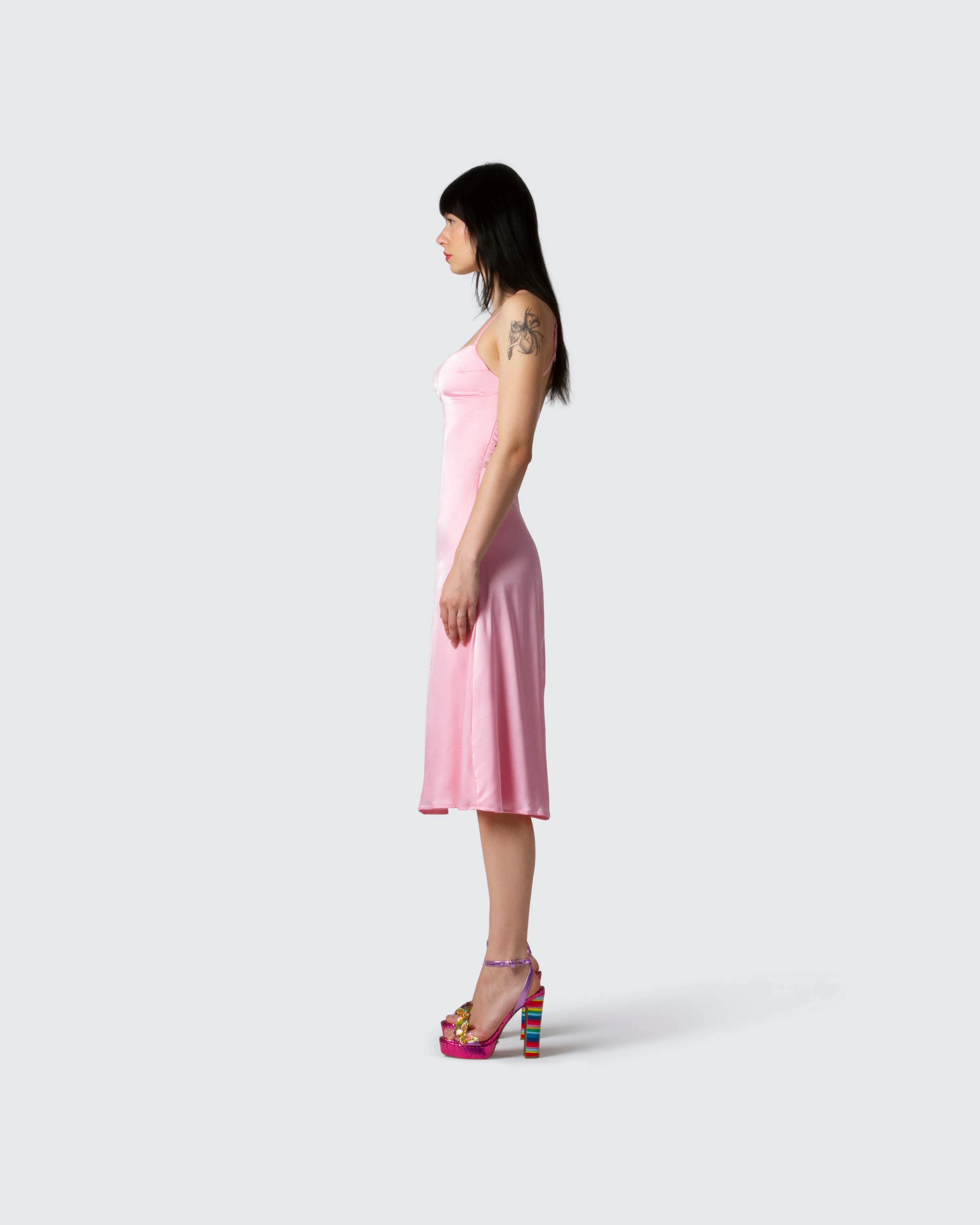 Chrishell Satin Cut Out Midi Dress - Image 4
