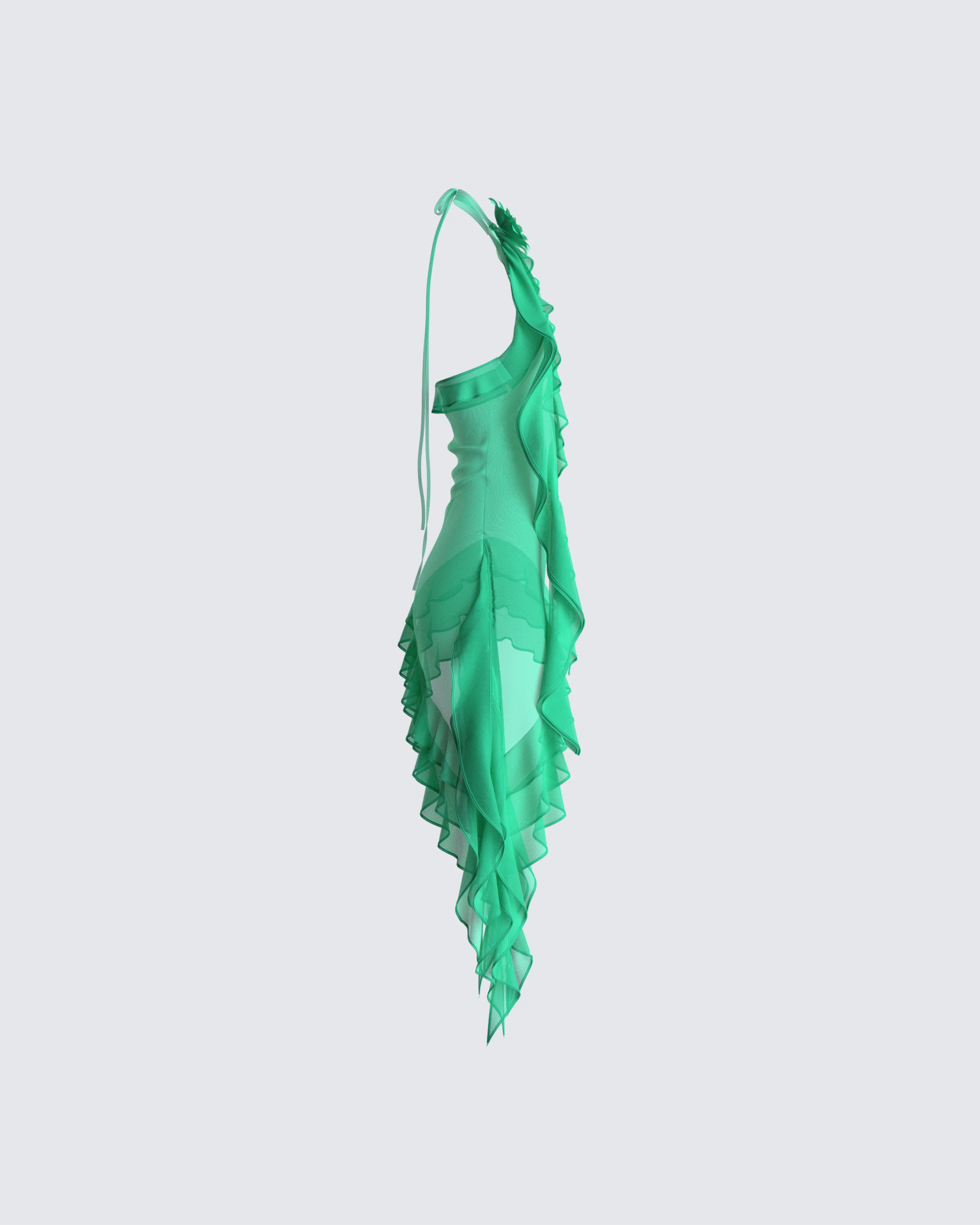 Christine Green Ruffled Mini Dress - Image 2