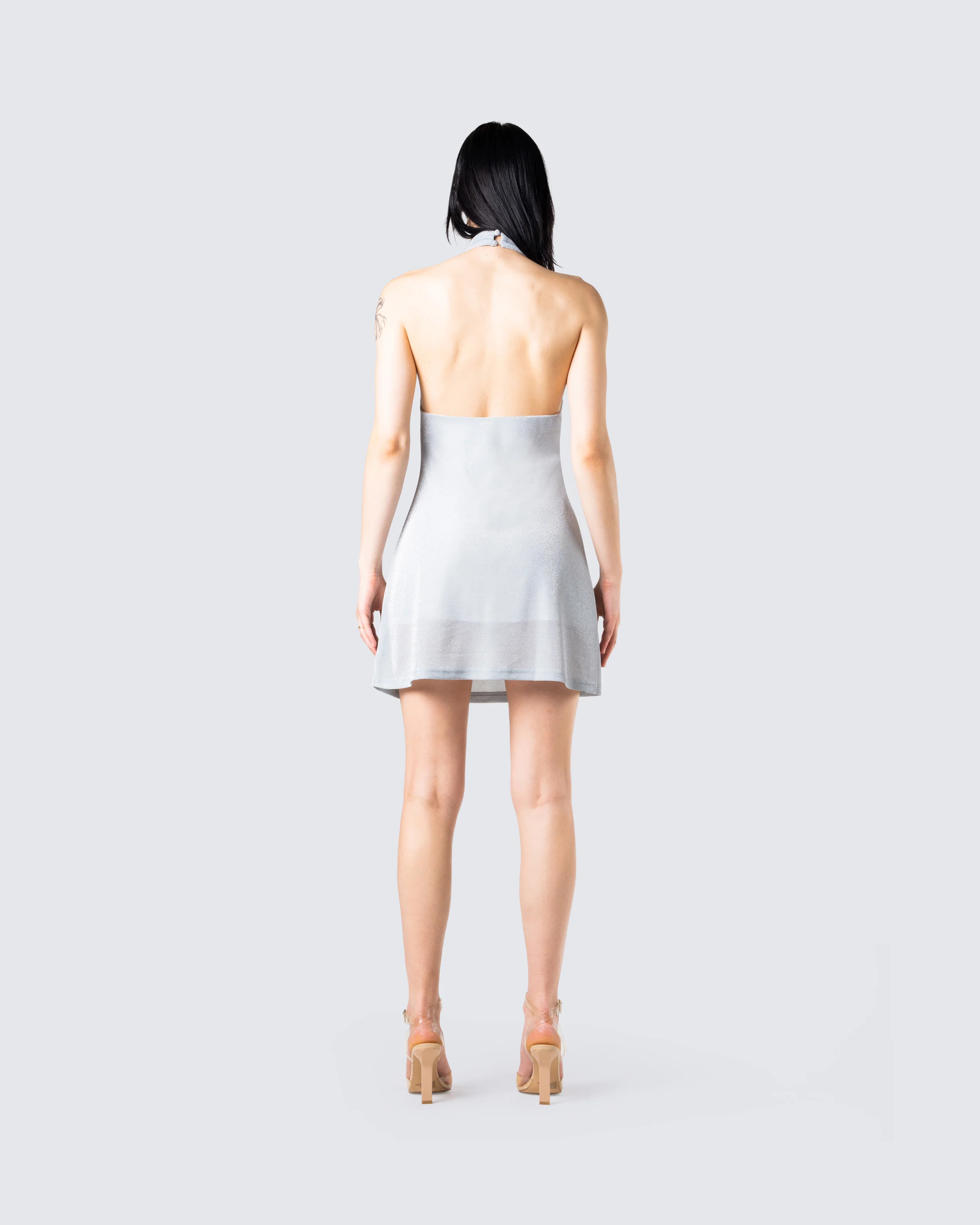 Cinder Grey Halter Mini Dress - Image 6