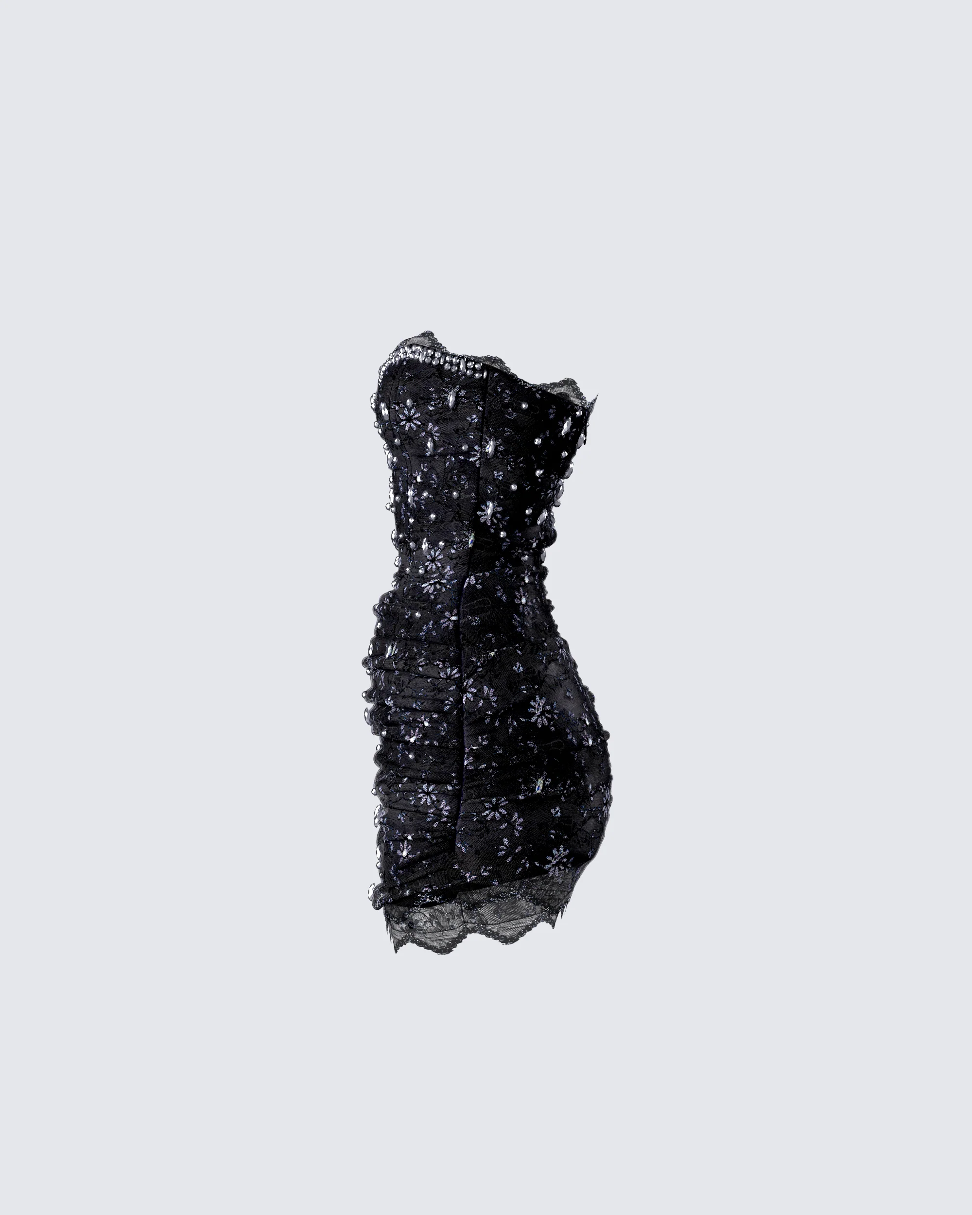 Clarisse Black Hand Beaded Rhinestone Dress - Image 2