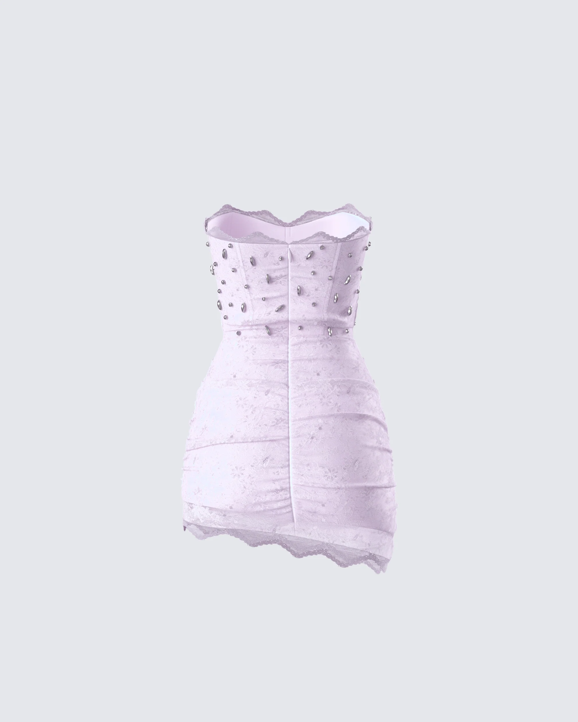 Clarisse Pink Hand Beaded Rhinestone Dress - Image 3