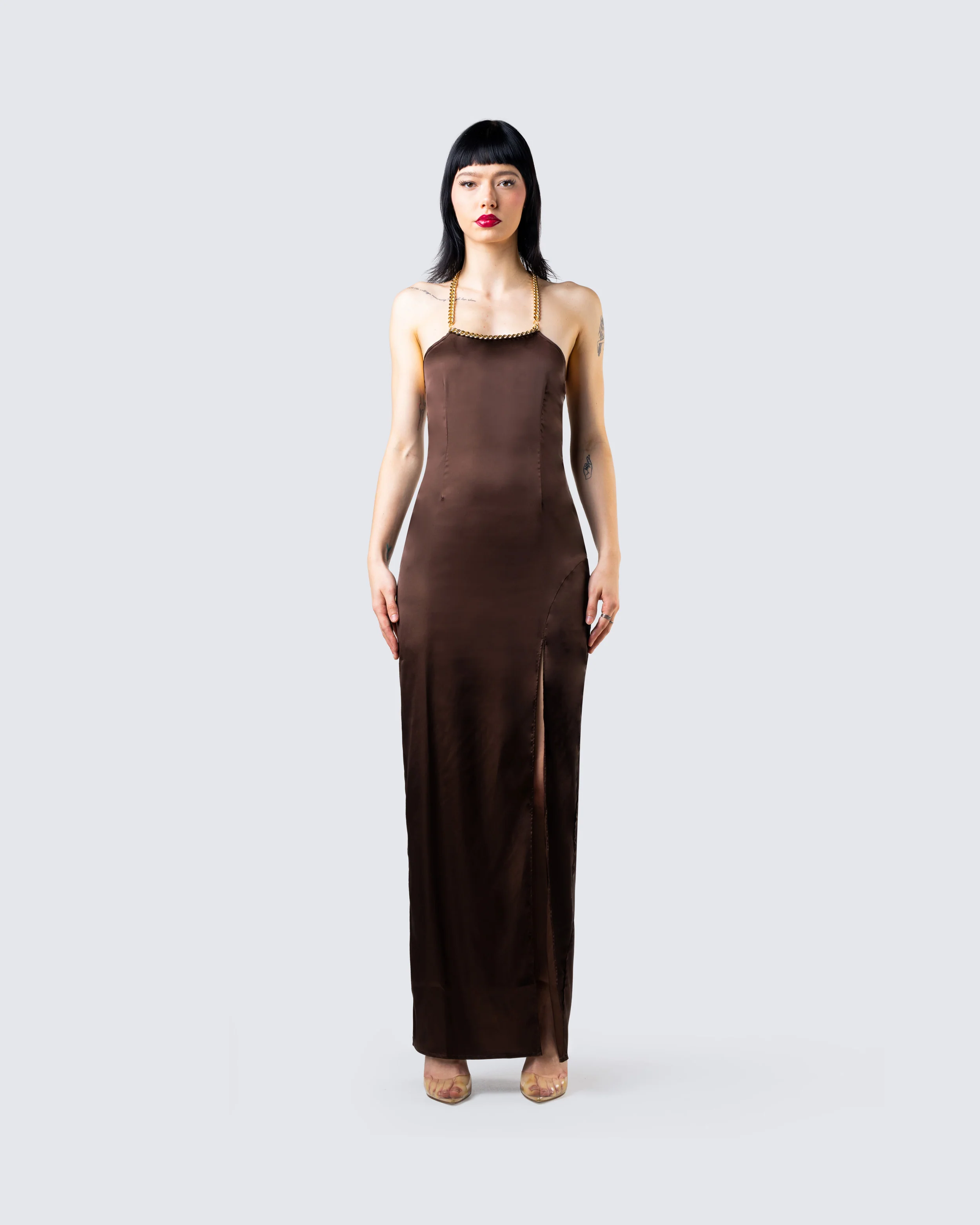 Claude Brown Satin Gown - Image 4