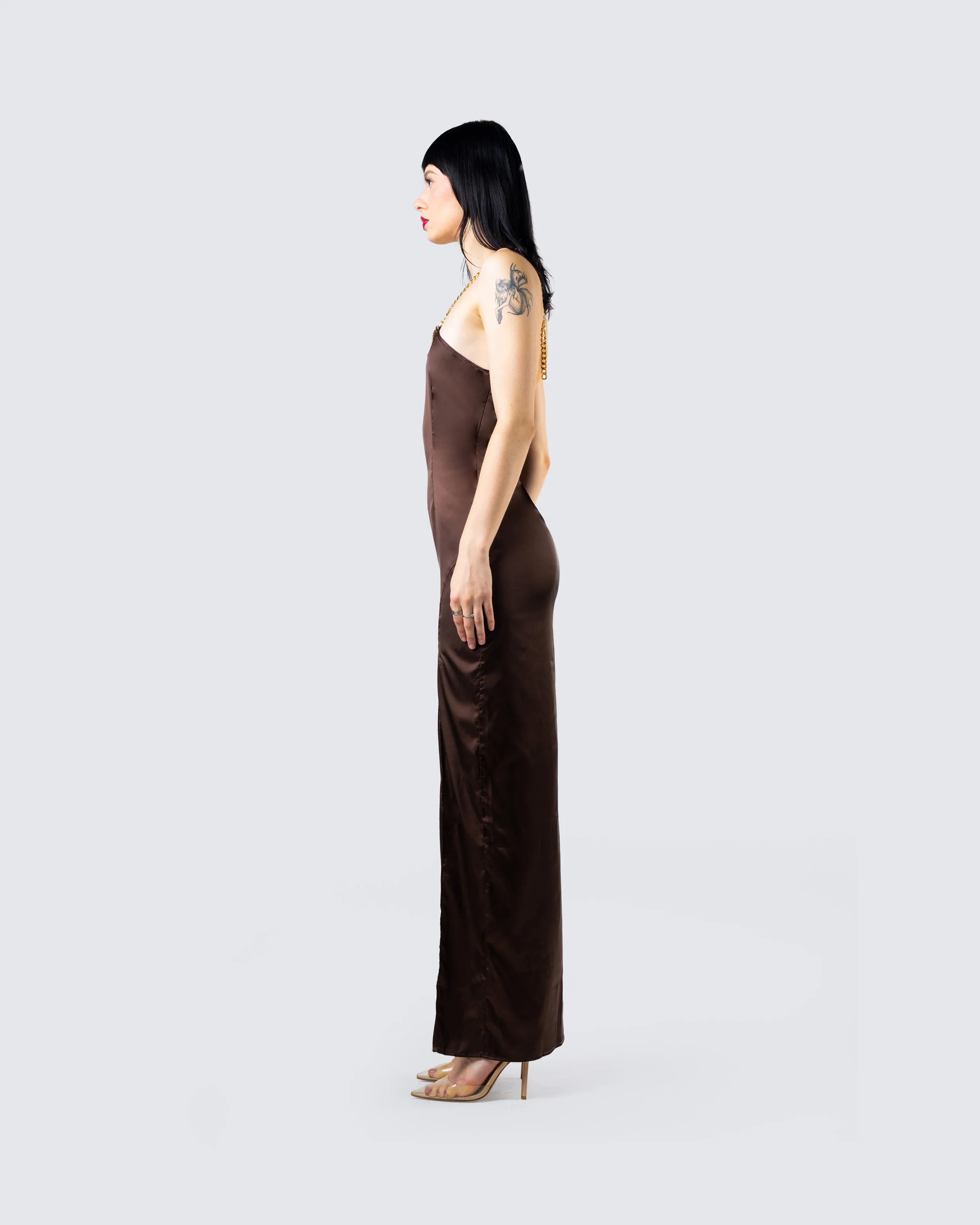 Claude Brown Satin Gown - Image 5