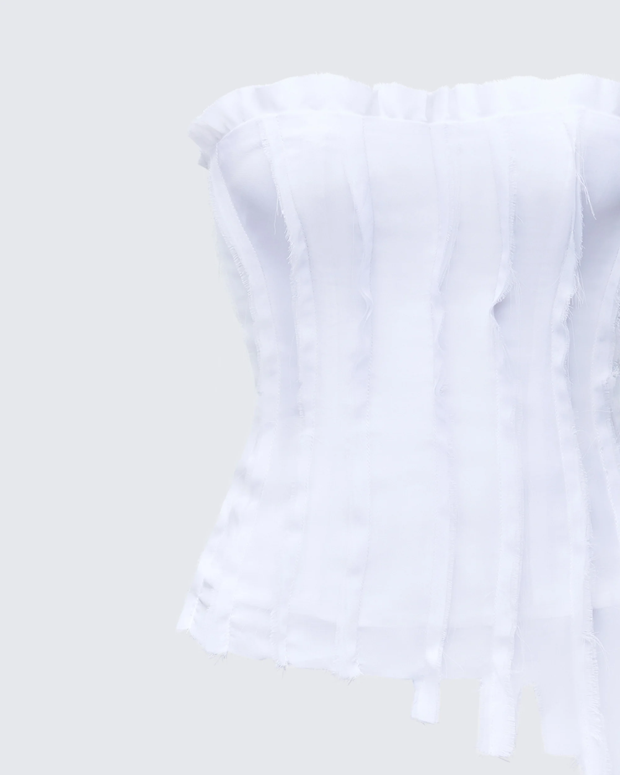 Claudette White Chiffon Asymmetric Corset Top - Image 6