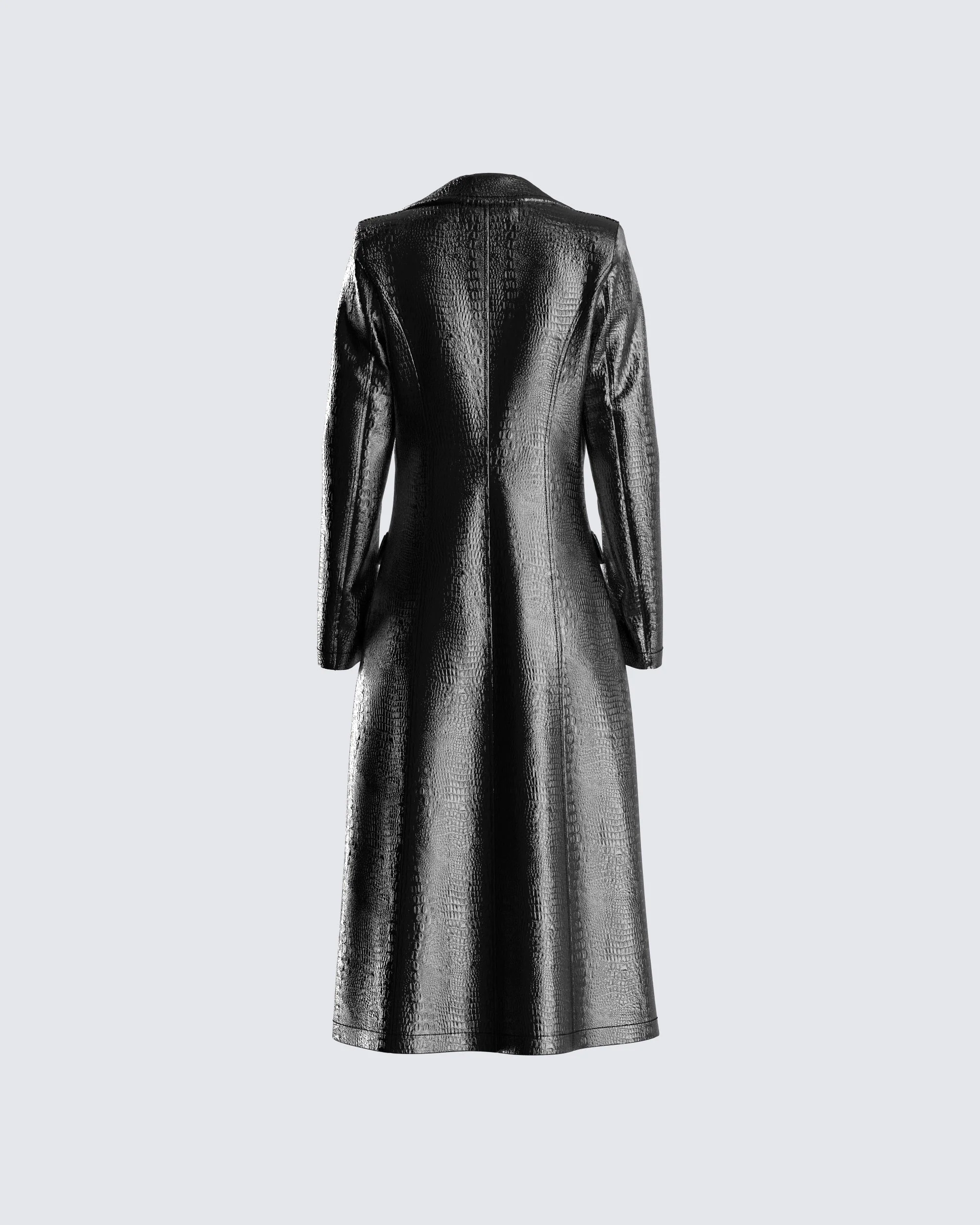 Claudia Vegan Croc Leather Coat - Image 3