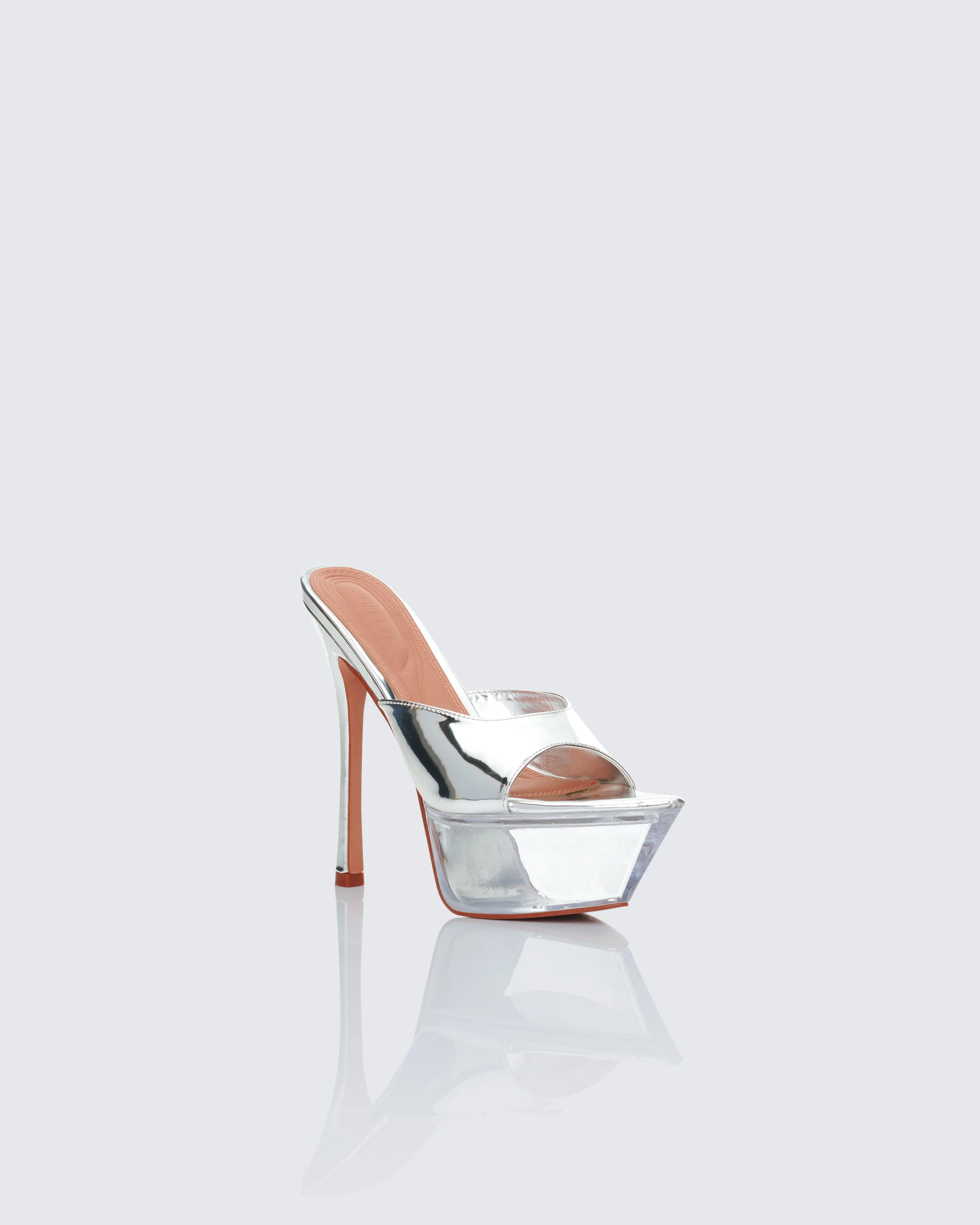 Clover Clear Perspex Pointed Platform Mules - Image 2