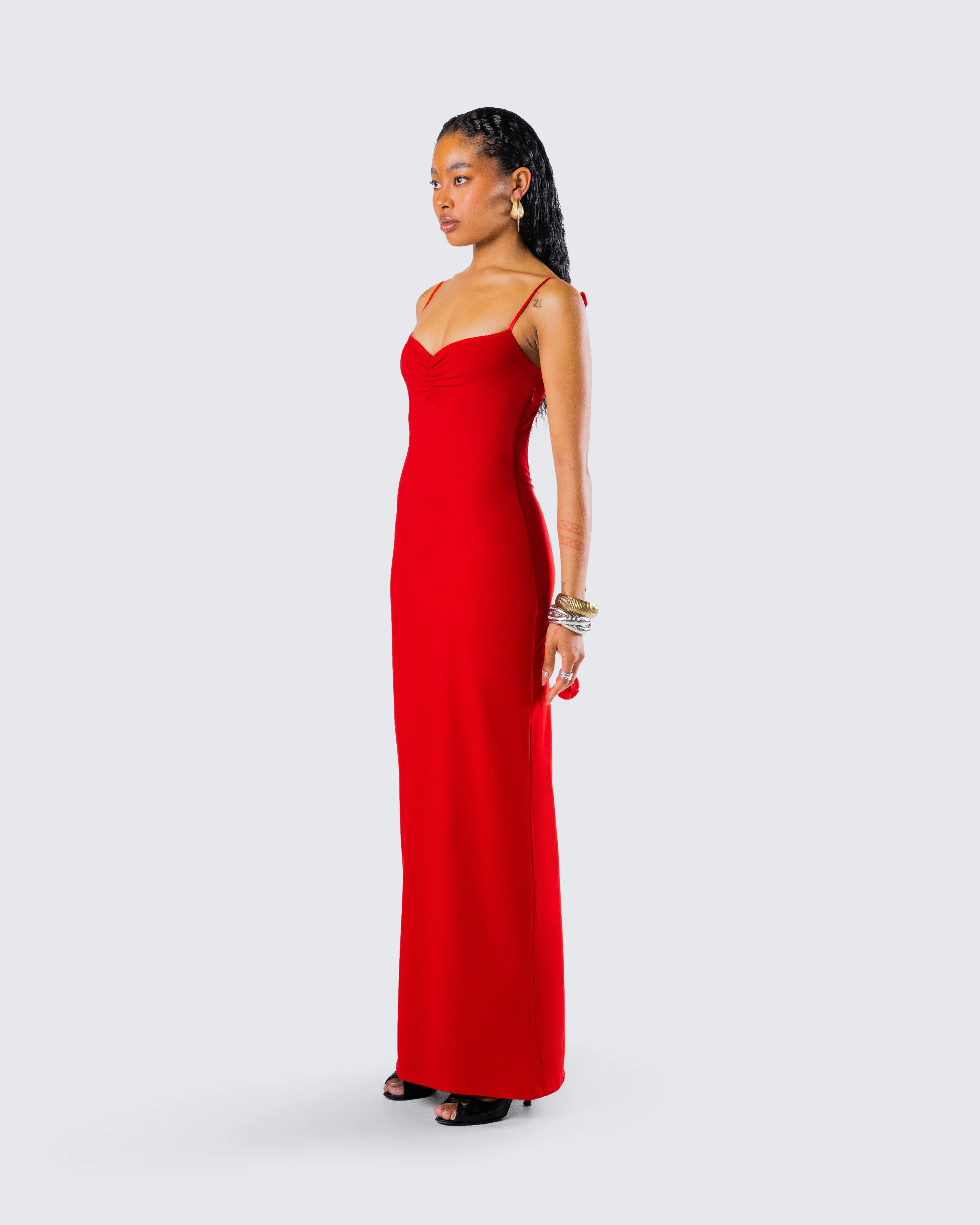 Cordelia Red Rosette Maxi Dress - Image 5