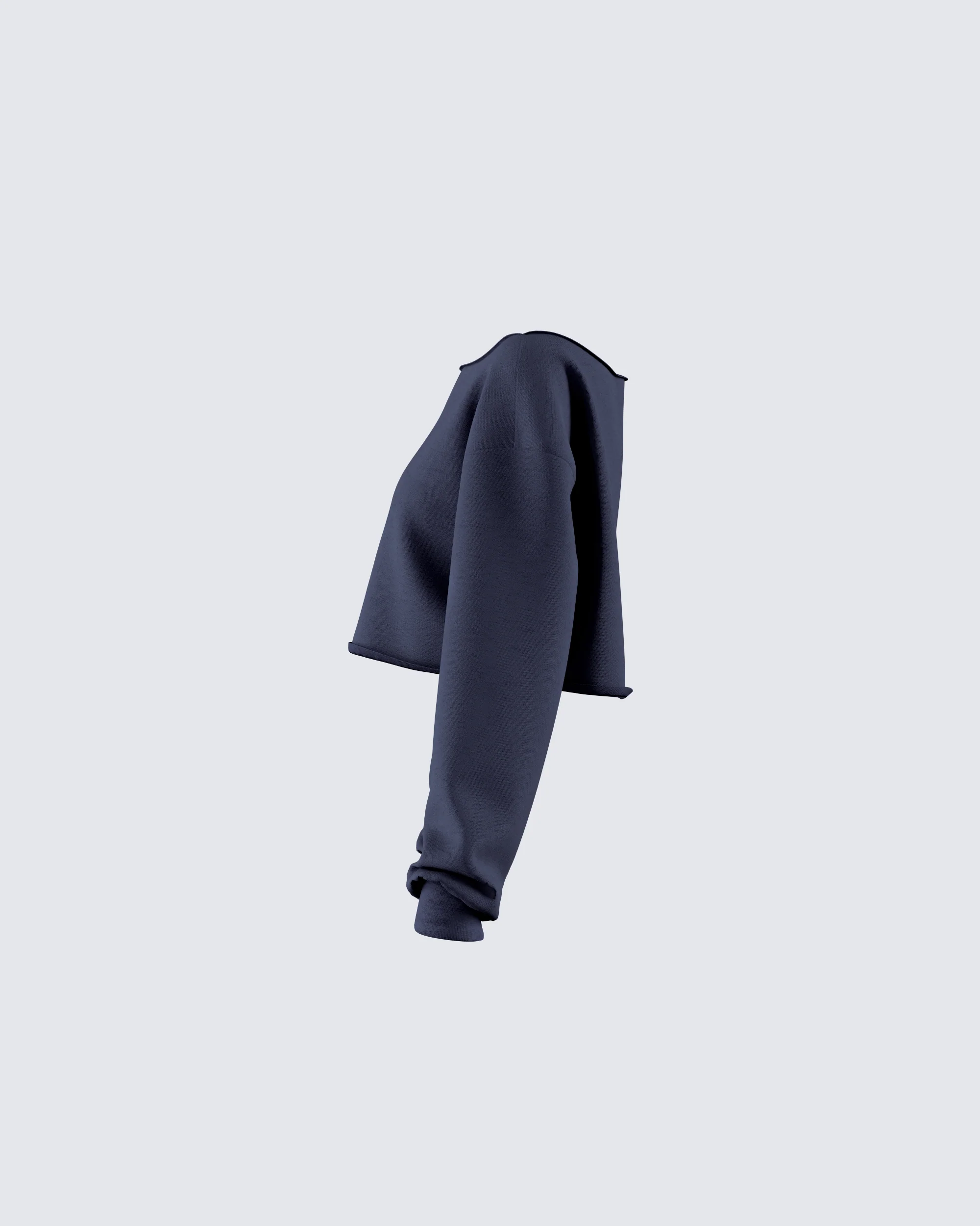Cory Navy Long Sleeve Crop Top - Image 2