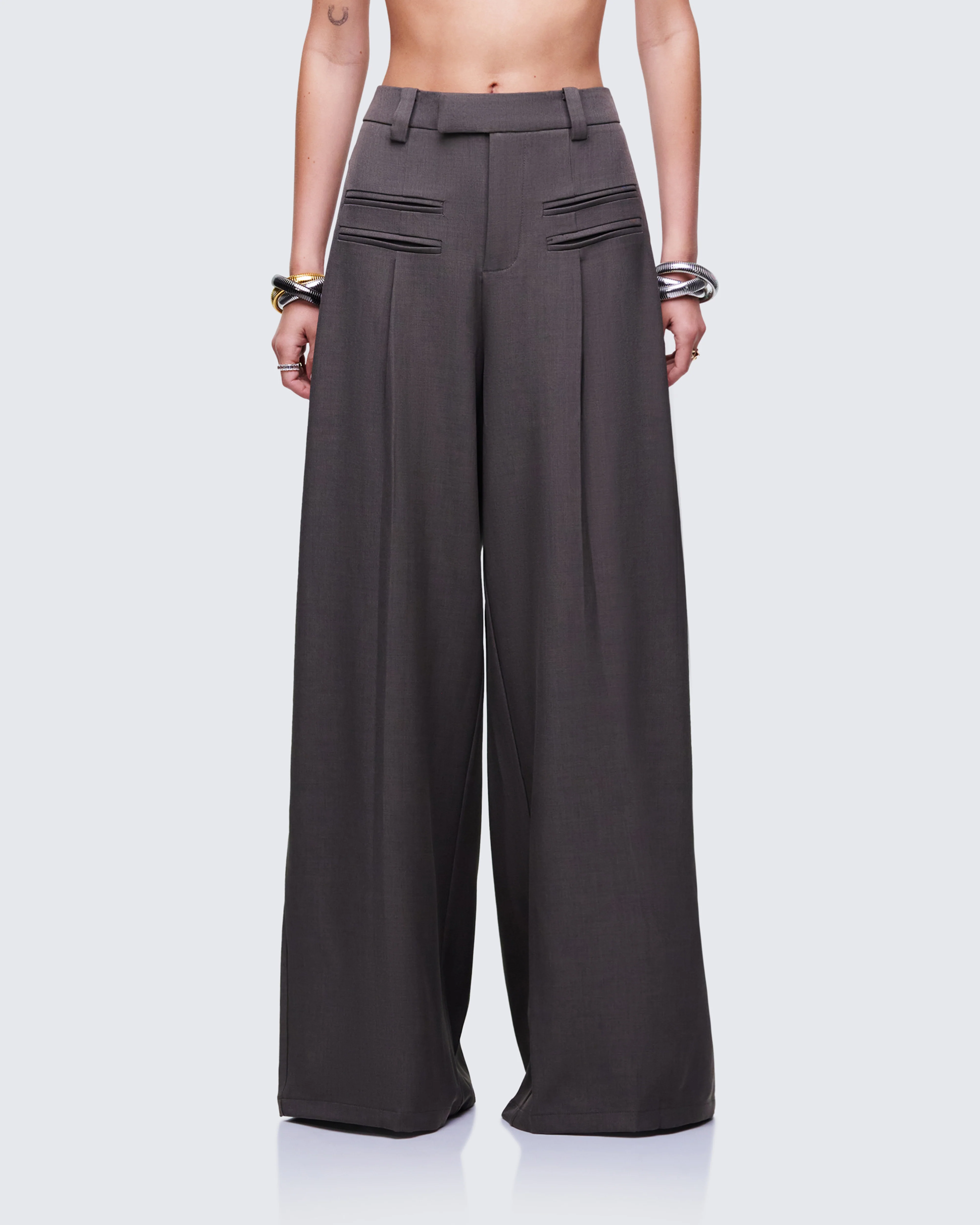 Cozbi Grey Pressed Front Trouser - Image 2