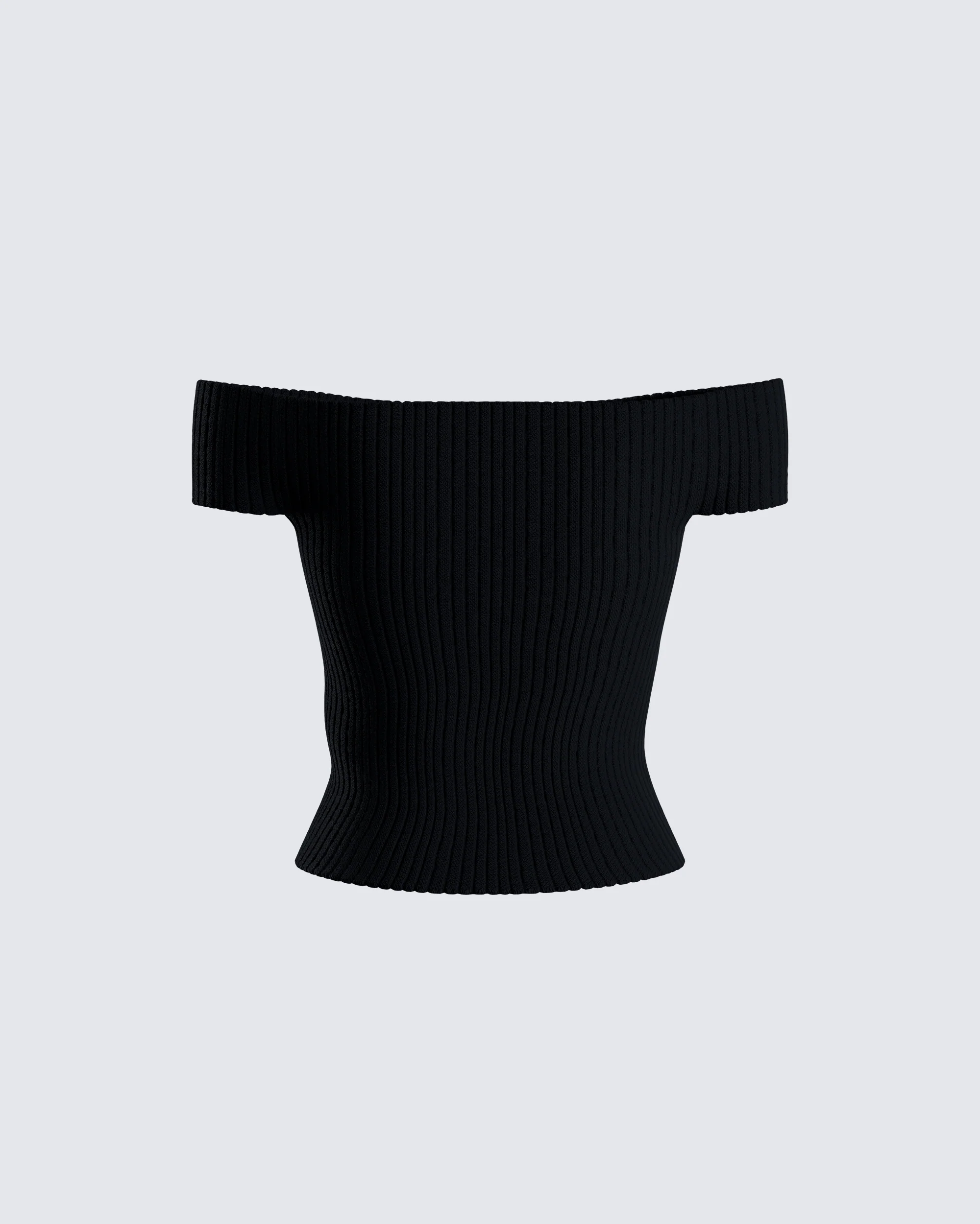 Crissle Black Rib Off Shoulder Top - Image 3